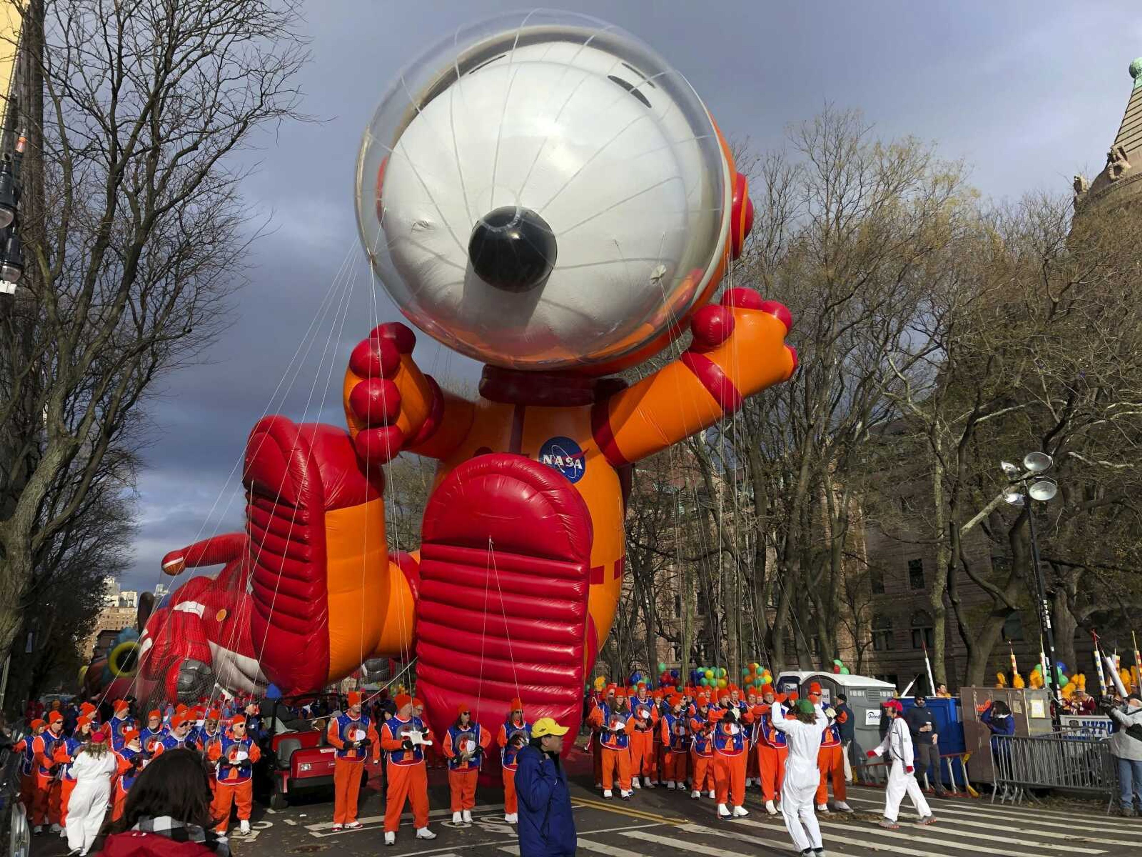 The Snoopy balloon is seen at the start of the Macy's Thanksgiving Day Parade on Nov. 28 in New York.