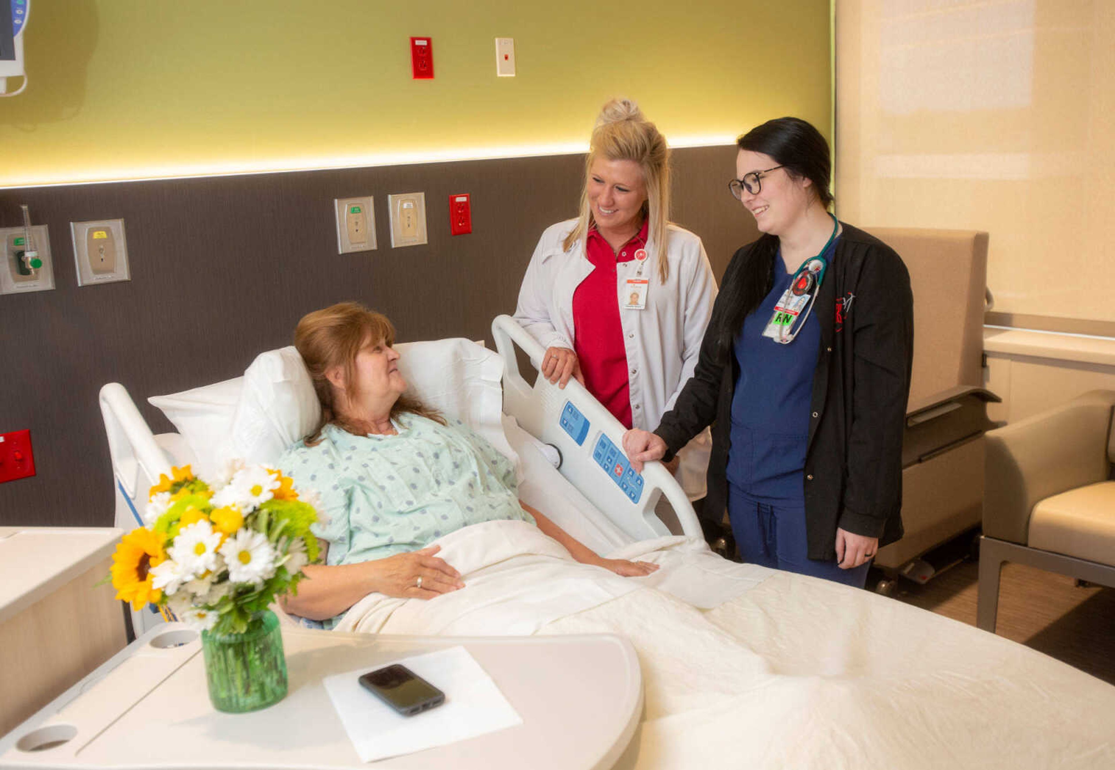 In the 14 private patient rooms equipped with Smart Tvs, nurses are just steps away from the patient’s bedside.