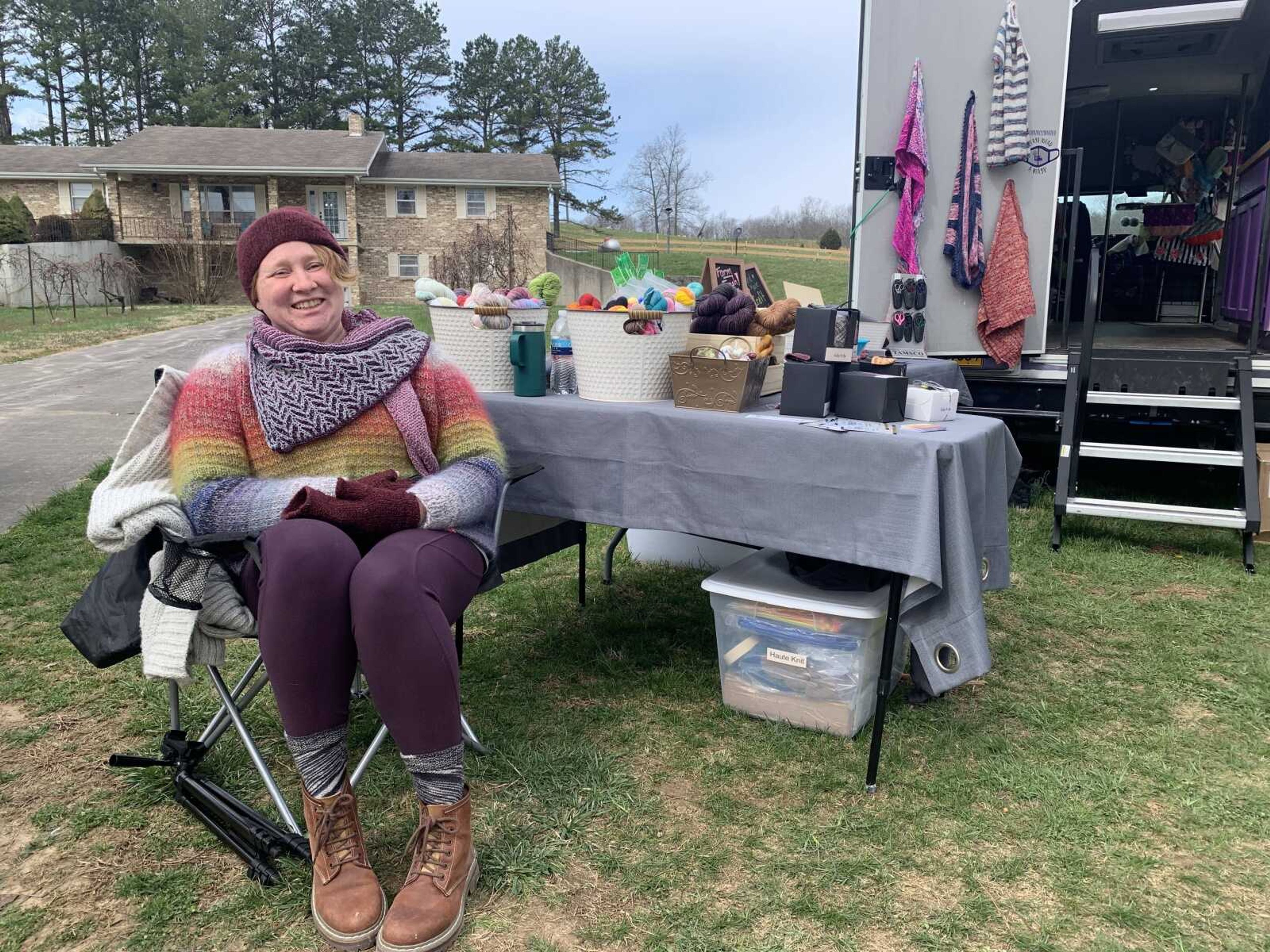 Katy Turbeville of Yarn Adventure sold yarn and other items out of her store-on-wheels to guests at Mesta Meadow's Fiber Festival over the weekend. Yarn Adventures is based out of Eureka, AR and covers an area of 700 miles outside Eureka.