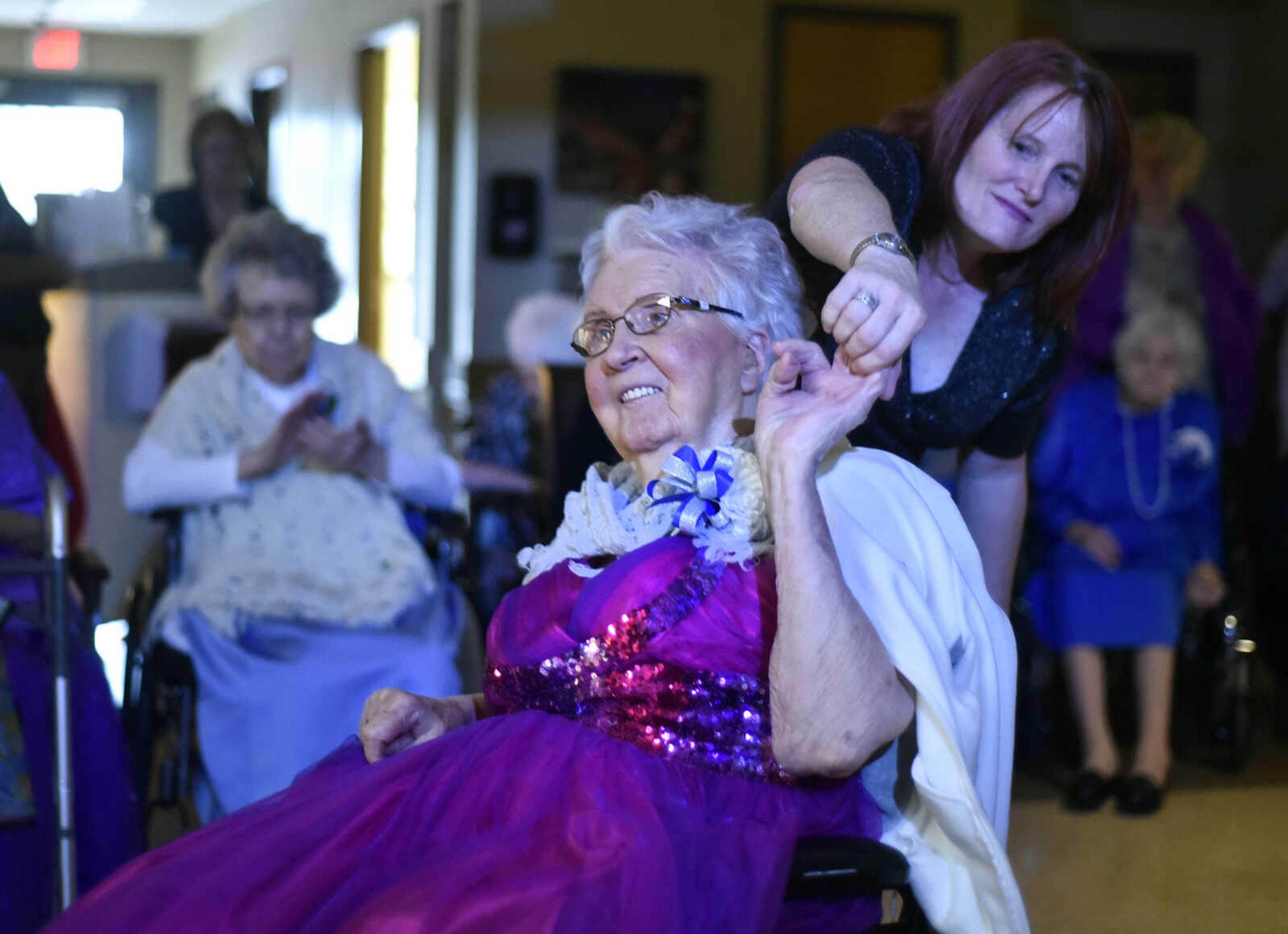 Twylla Roderick spins Maxine Hill on the dance floor  during the "Celebration of Life" winter ball on Tuesday, Jan. 9, 2017, at Ratliff Care Center in Cape Girardeau.