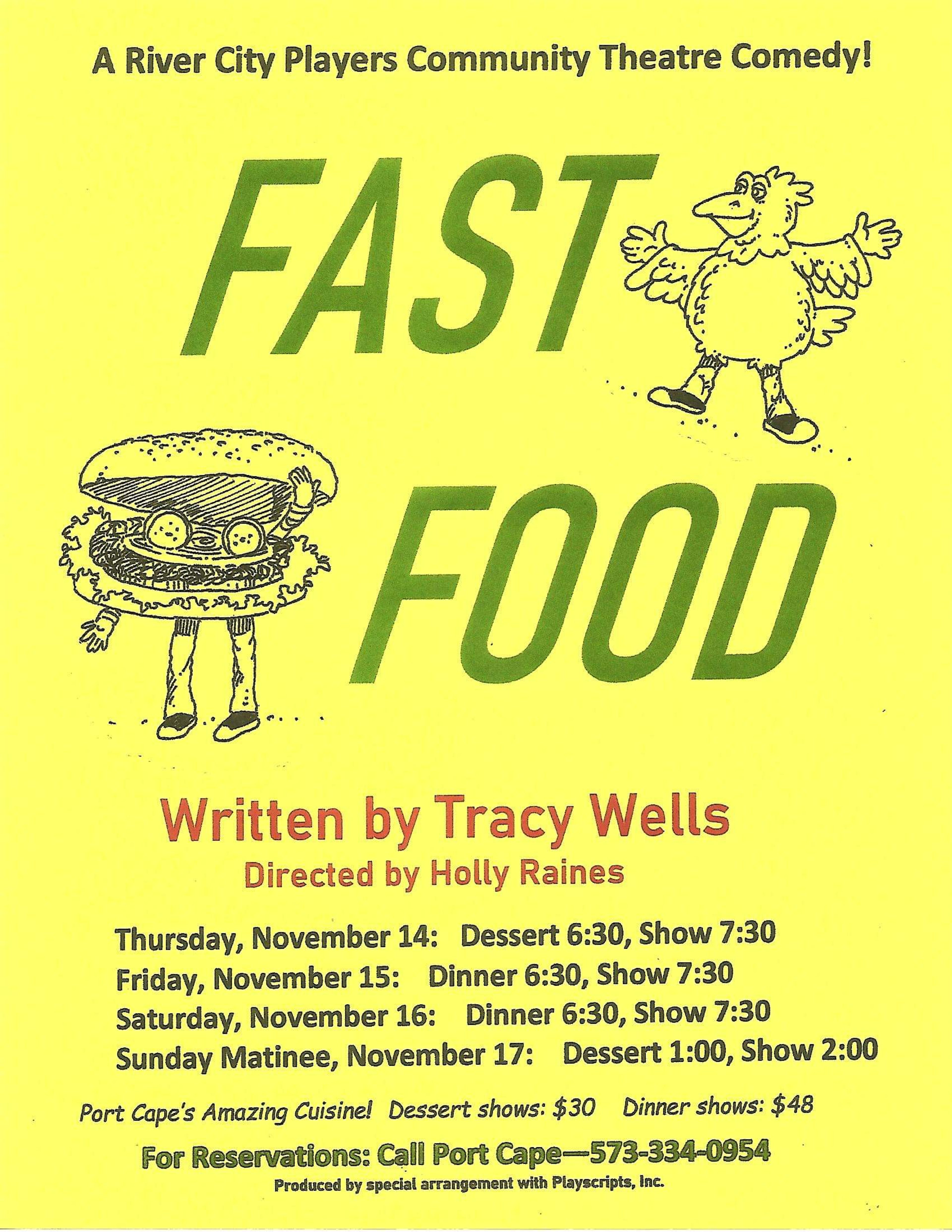 Submitted: River City Players to present 'Fast Food' comedy