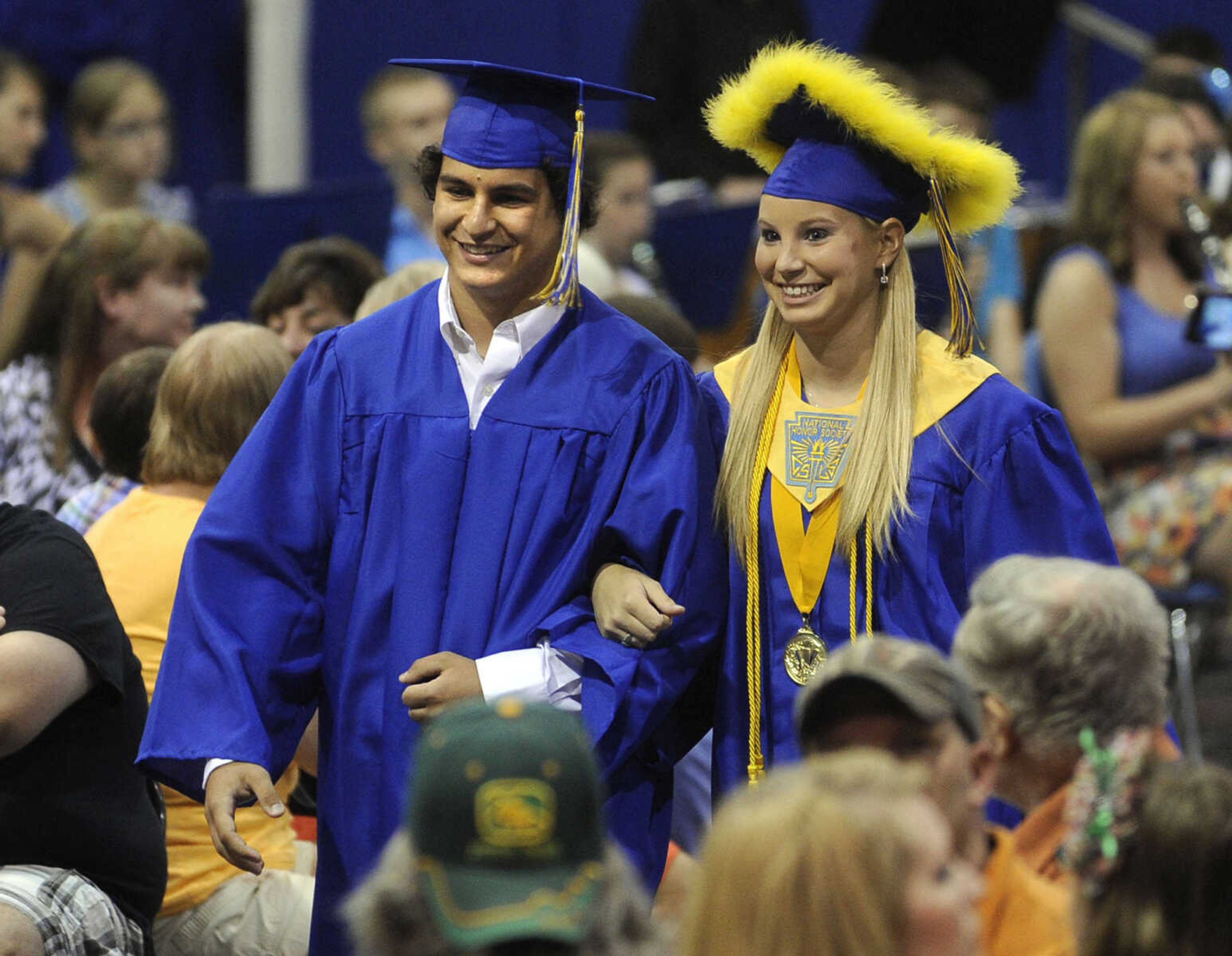 FRED LYNCH ~ flynch@semissourian.com
Logan Farmer and valedictorian Alexis Spriggs lead their classmates in the processional during the Scott City High School commencement Sunday, May 19, 2013 in Scott City.