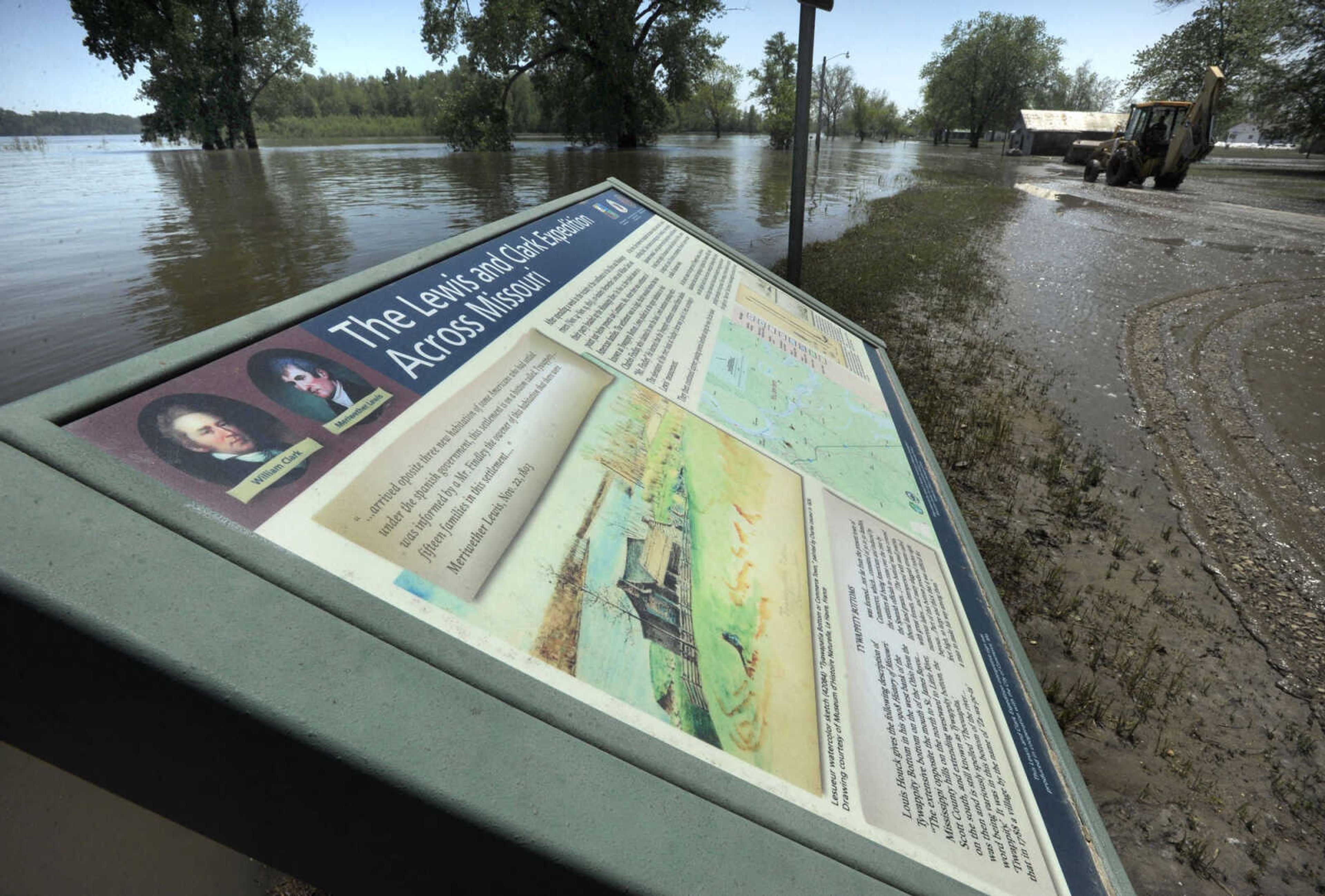 FRED LYNCH ~ flynch@semissourian.com
A reader board is accessible again at the riverfront Sunday, May 8, 2011 in Commerce, Mo.