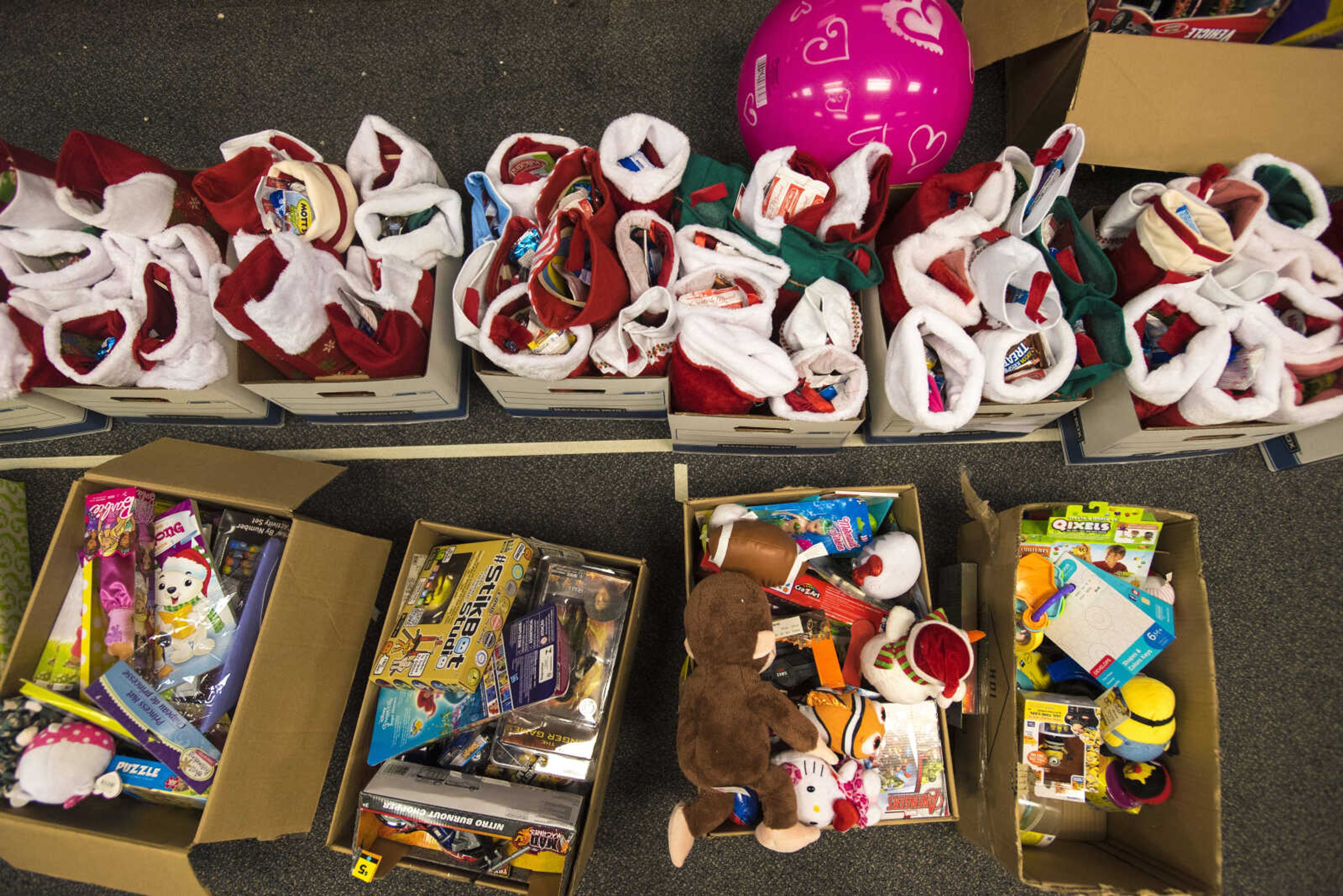 Presents wait to be delivered during the Jaycee Toybox delivery on Thursday, Dec. 21, 2017, in Cape Girardeau.