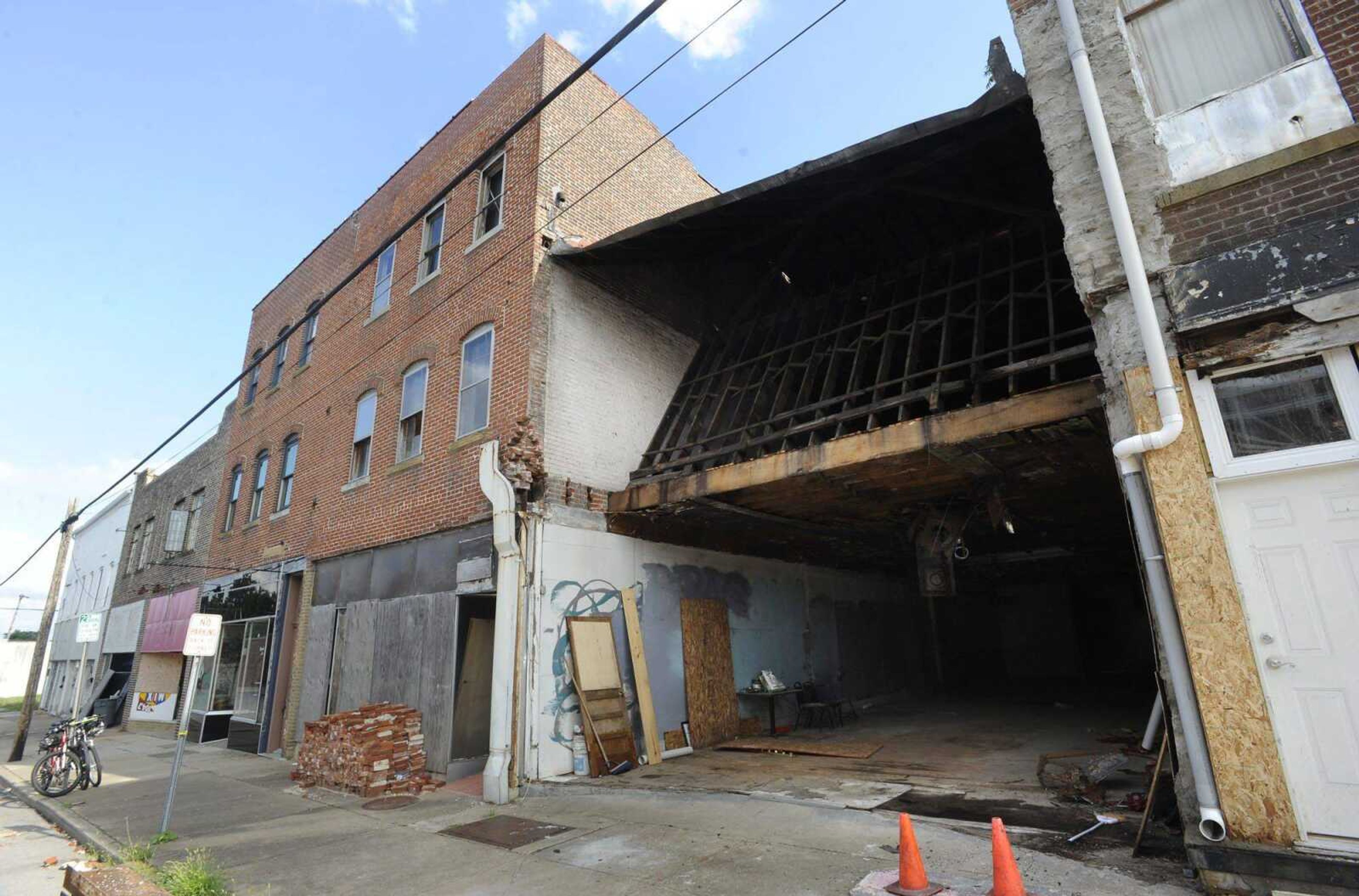 An unoccupied building at 633 Good Hope St. that collapsed July 3 is shown Friday in Cape Girardeau. (Fred Lynch)