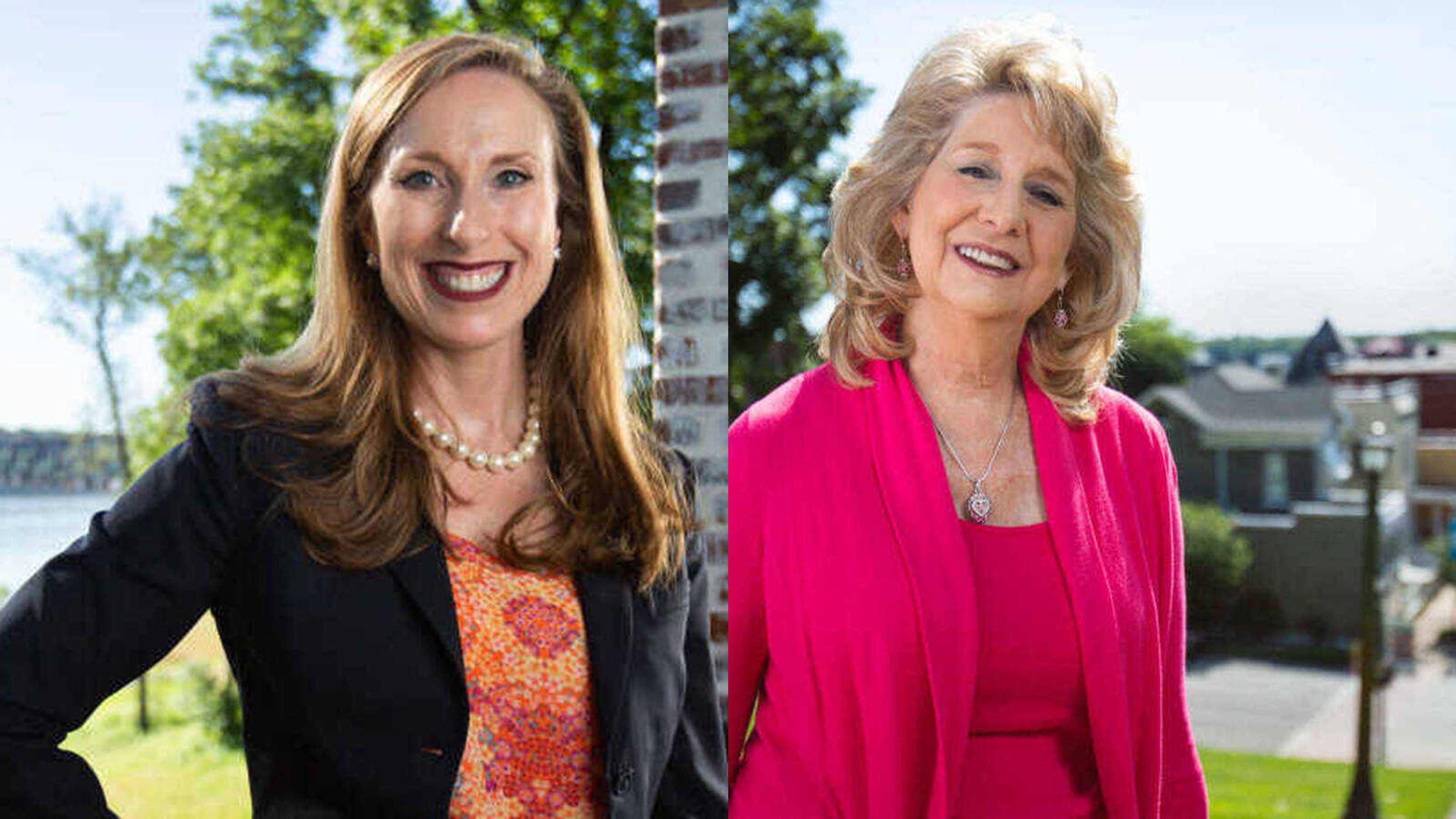 LEFT: Holly Rehder stands for a photo on the back porch of her home overlooking the Thebes bridge on the Mississippi River. RIGHT: Kathy Swan, a lifelong resident of Cape Girardeau, stands for a photo at the top of the Cape Girardeau Common Pleas Courthouse steps.
