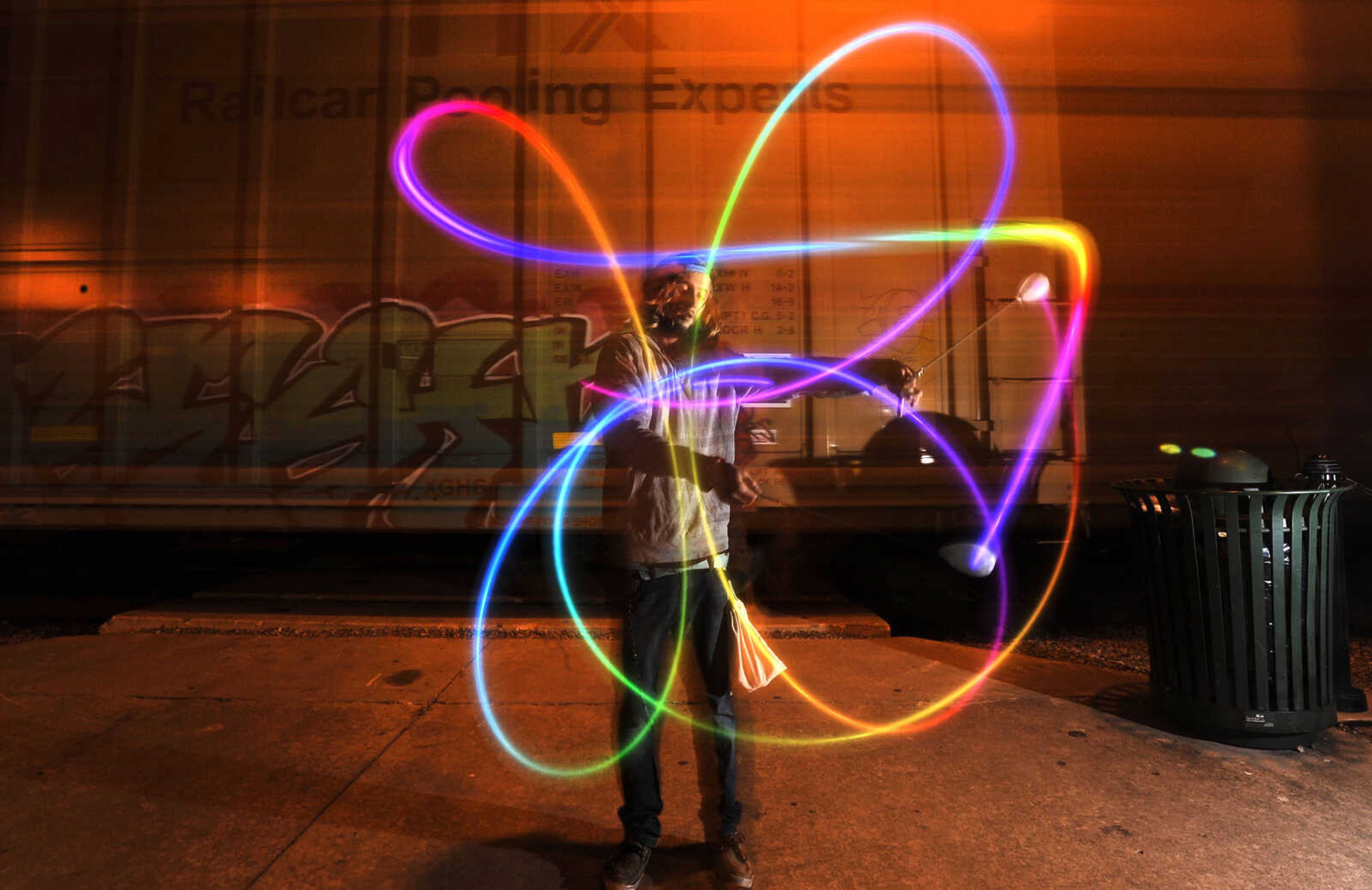 LAURA SIMON ~ lsimon@semissourian.com

Sky Smith demonstrates his LED poi skills in Cape Girardeau.