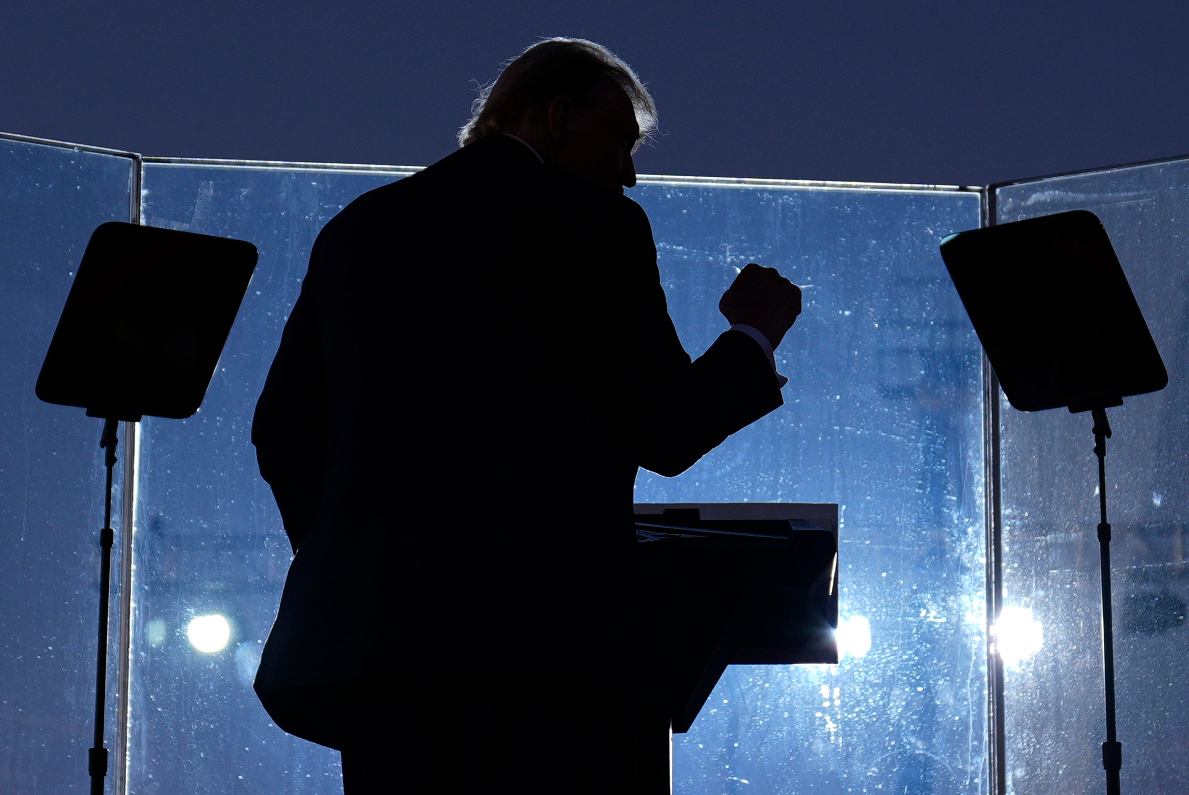 Republican presidential nominee former President Donald Trump speaks during a campaign rally at Arnold Palmer Regional Airport, Saturday, Oct. 19, 2024, in Latrobe, Pa. (AP Photo/Evan Vucci)