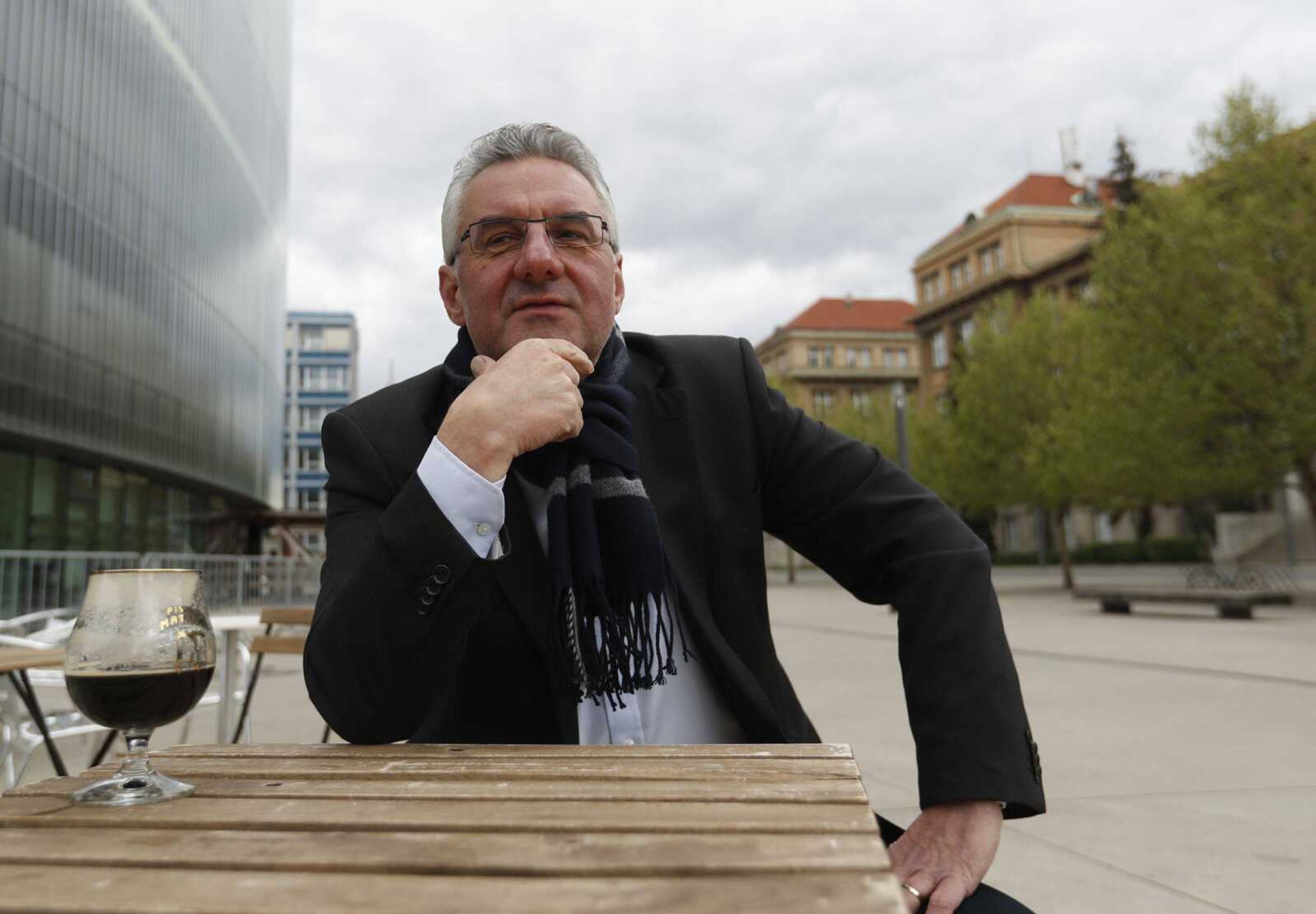 Jan Zahradil, the leader of Alliance of Conservatives and Reformists in Europe, answers questions during an April 28 interview with The Associated Press in Prague, Czech Republic.