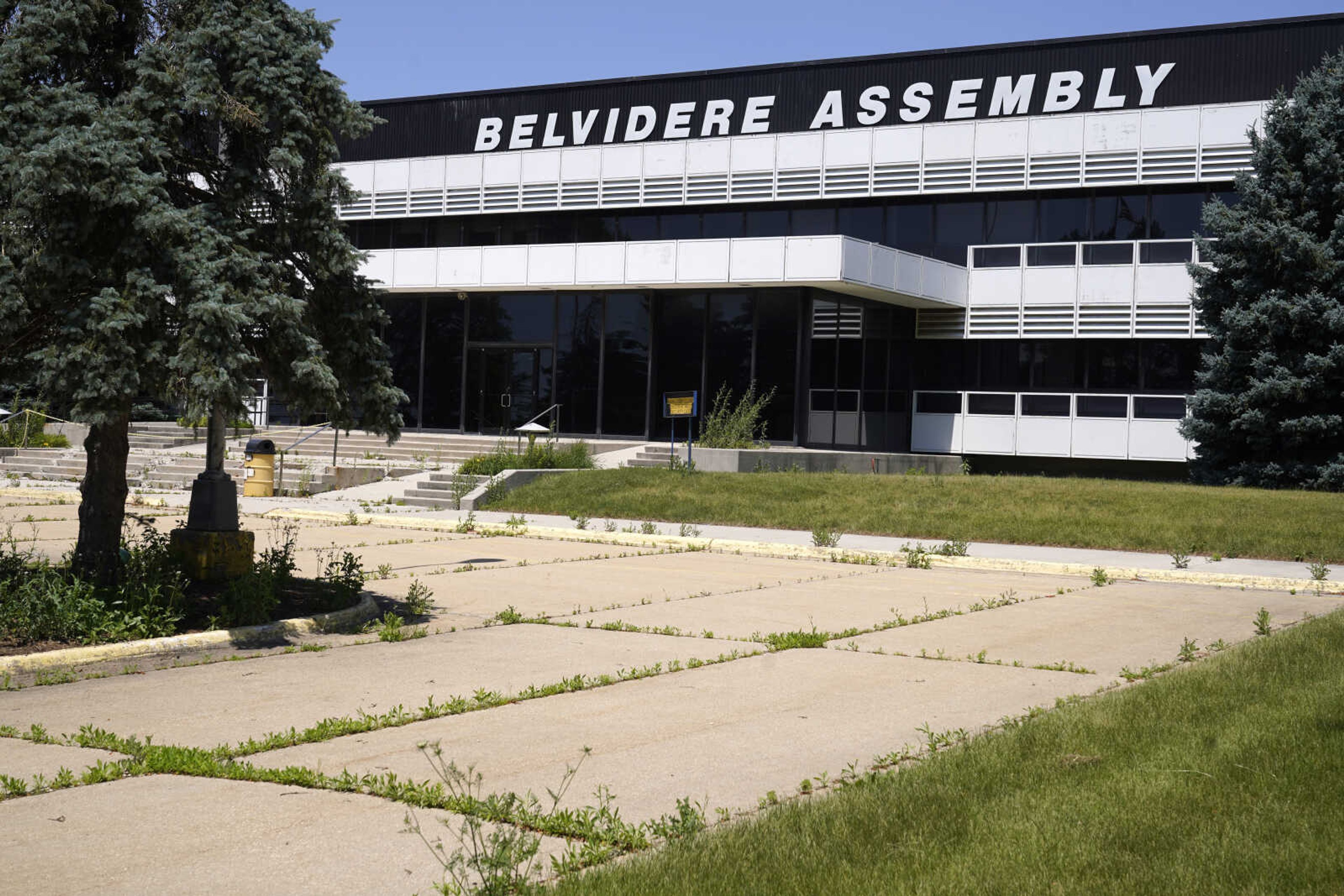 An empty driveway at the Stellantis Belvidere Assembly plant July 10 in Belvidere. Illinois.