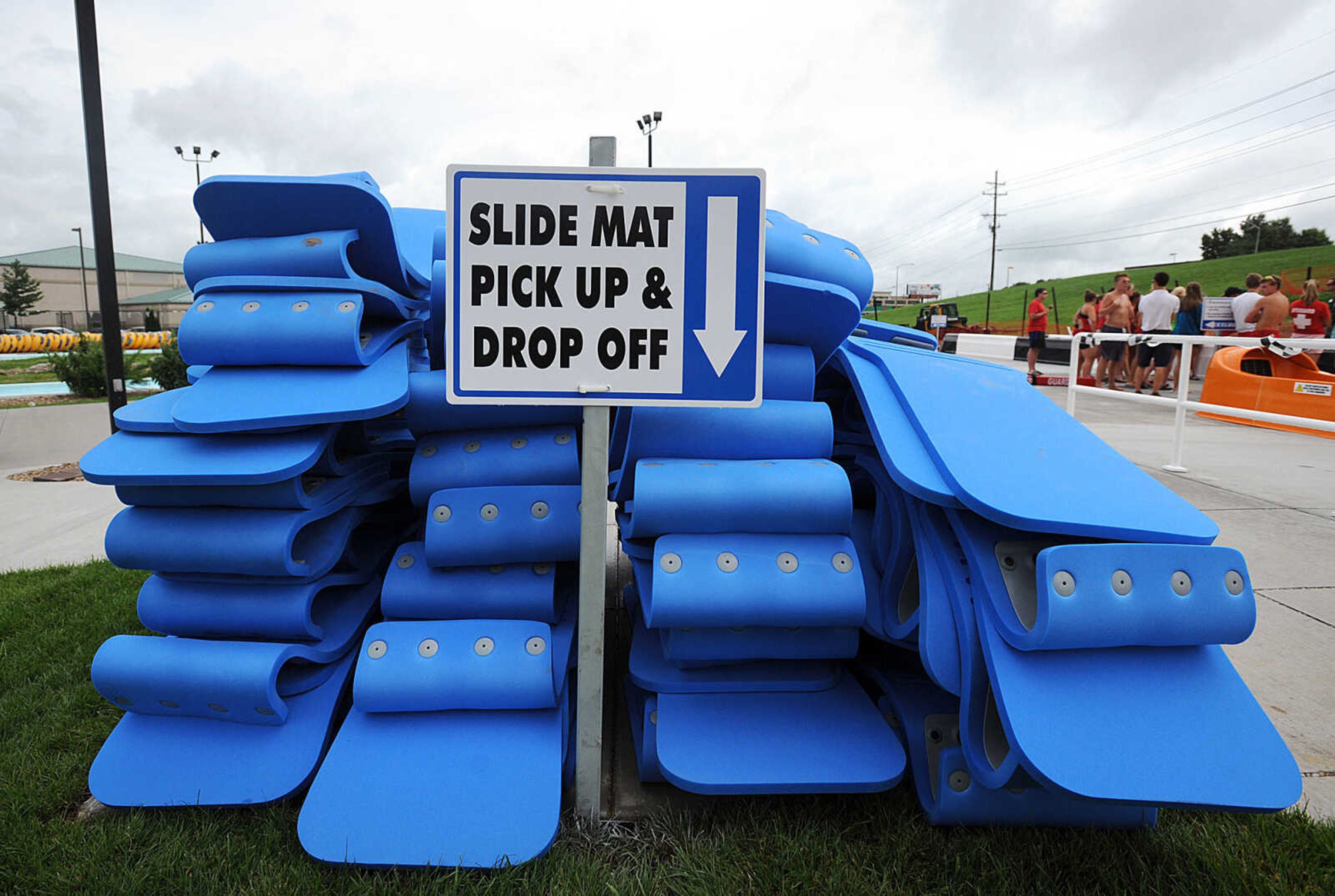 LAURA SIMON ~ lsimon@semissourian.com

The Cape Girardeau Parks and Recreation Department opened the new 265-foot-long free-fall slide, 259-foot-long triple-drop slide and a three-Lane 319-foot-long mat racer with 30-foot tower, at Cape Splash Family Aquatic Center, Thursday, July 9, 2015.