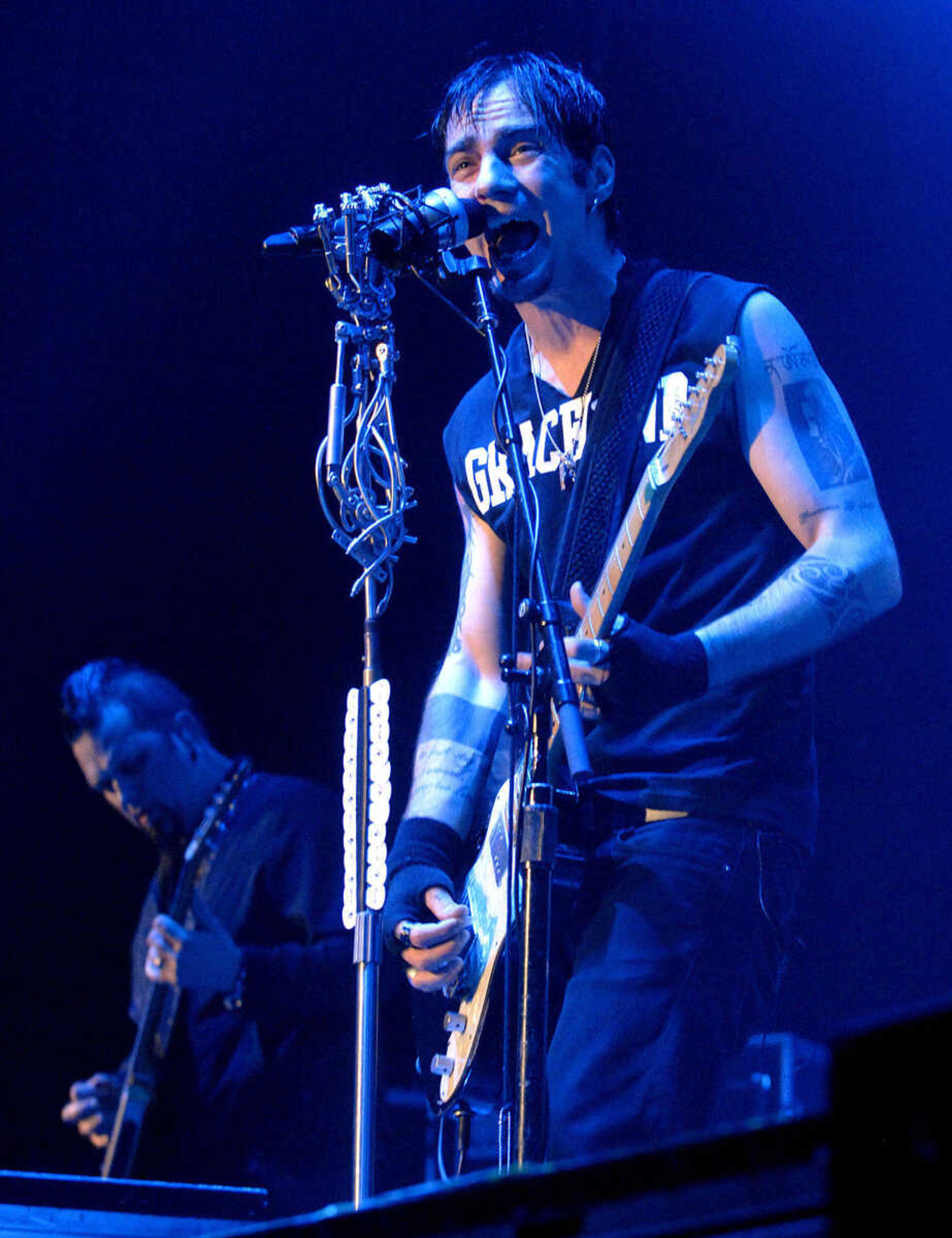 LAURA SIMON~lsimon@semissourian.com
Three Days Grace performs during the "Welcome to the Family" tour at the Show Me Center Monday, April 25, 2011. Sevendust and Avenged Sevenfold also performed during the tour Monday night.