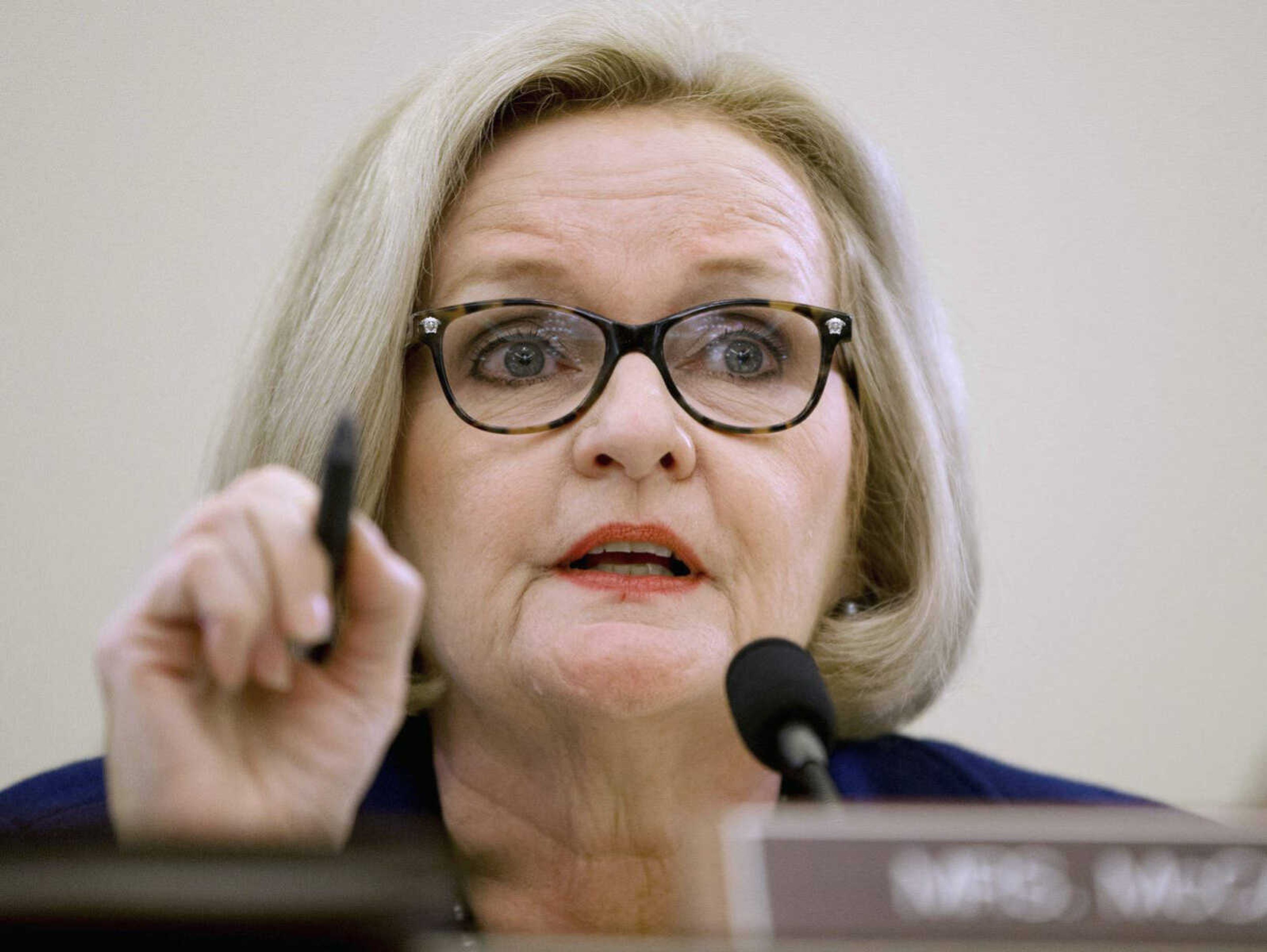 Senate Consumer Protection subcommittee Chairwoman Sen. Claire McCaskill, D-Mo., asks questions during hearings April 2, 2014, in Washington.