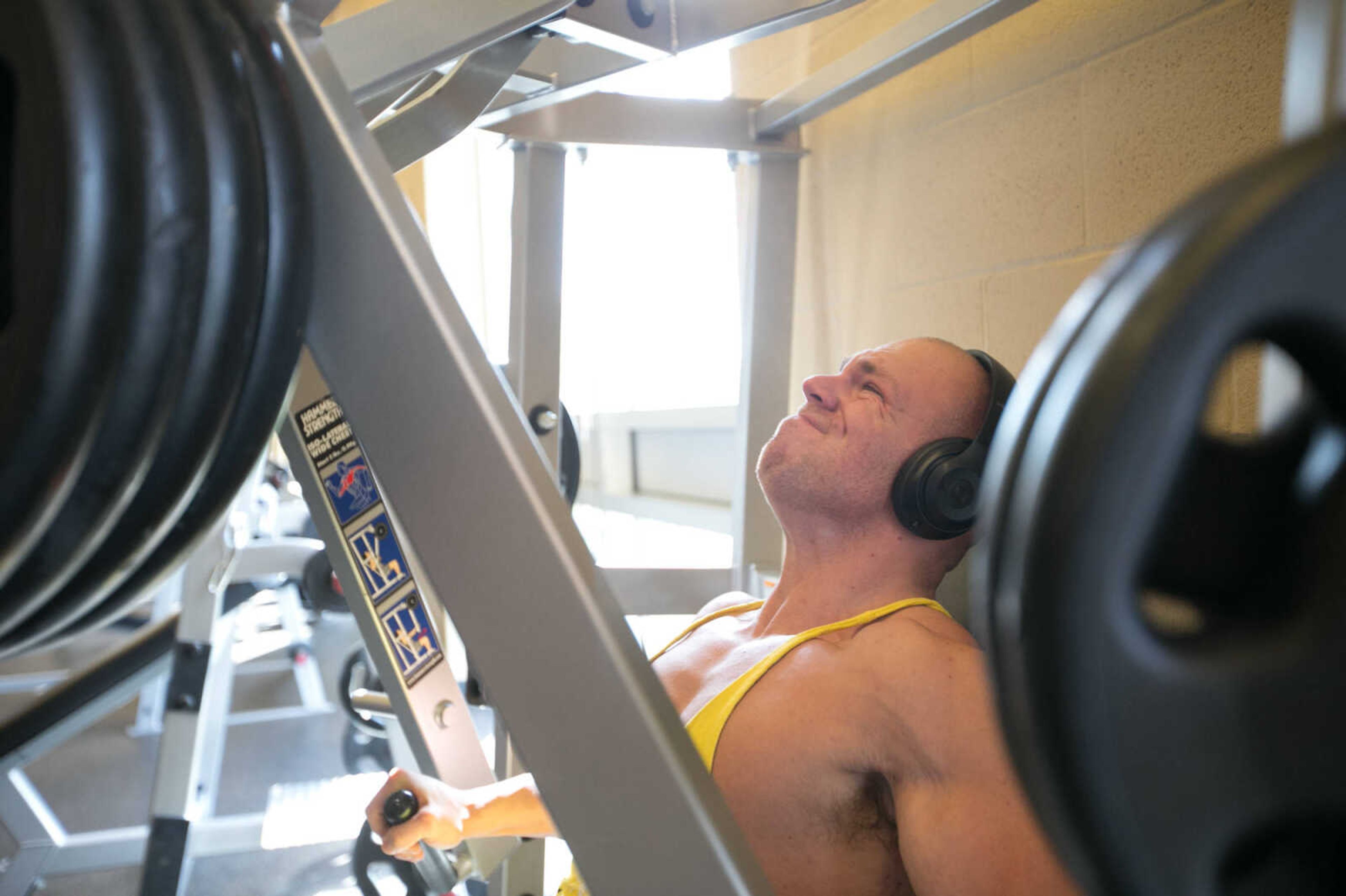 GLENN LANDBERG ~ glandberg@semissourian.com

Brandon Strop moves through his workout routine at HealthPoint Fitness Thursday, Oct. 29, 2015 in Cape Girardeau.