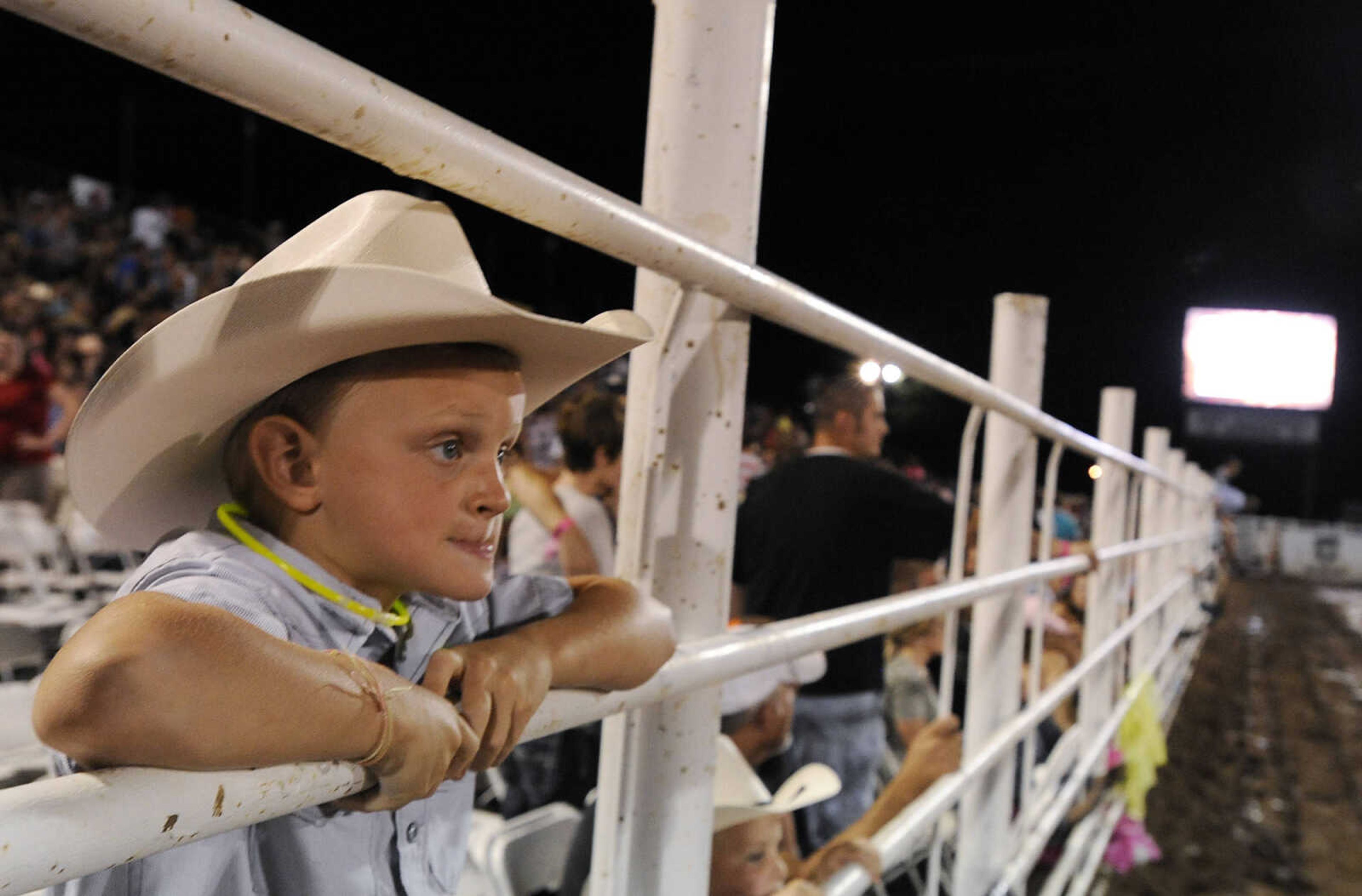 Garrett Essner of Columbia, Mo. waits for Brantley Gilbert to perform at the Sikeston Jaycee Bootheel Rodeo Wednesday, August 7, in Sikeston, Mo.