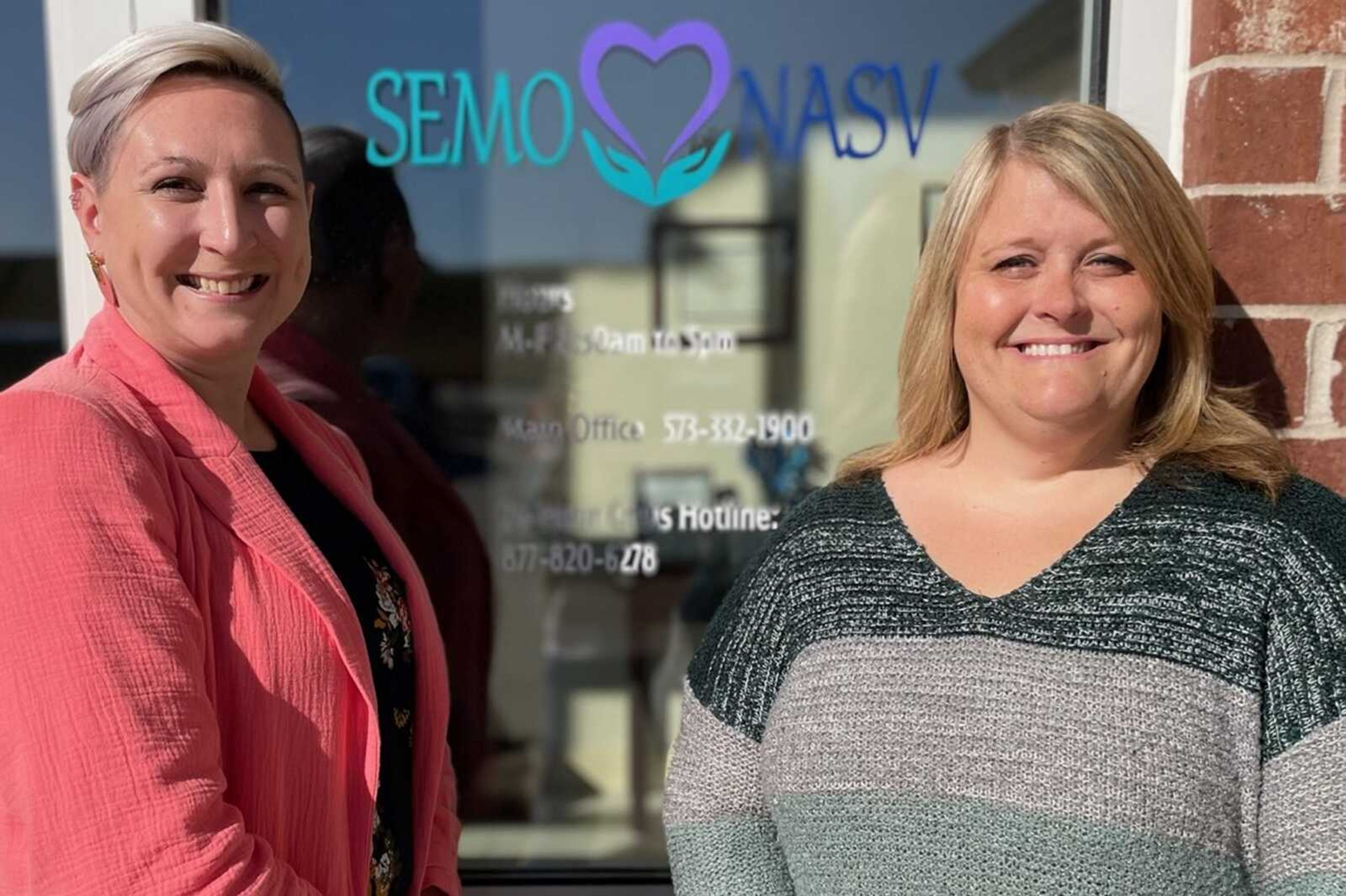 Kendra Eads, right, executive director of SEMO-NASV, stands with Alix Gasser, the not-for-profit's development director. SEMO-NASV has announced it has been reaccredited.