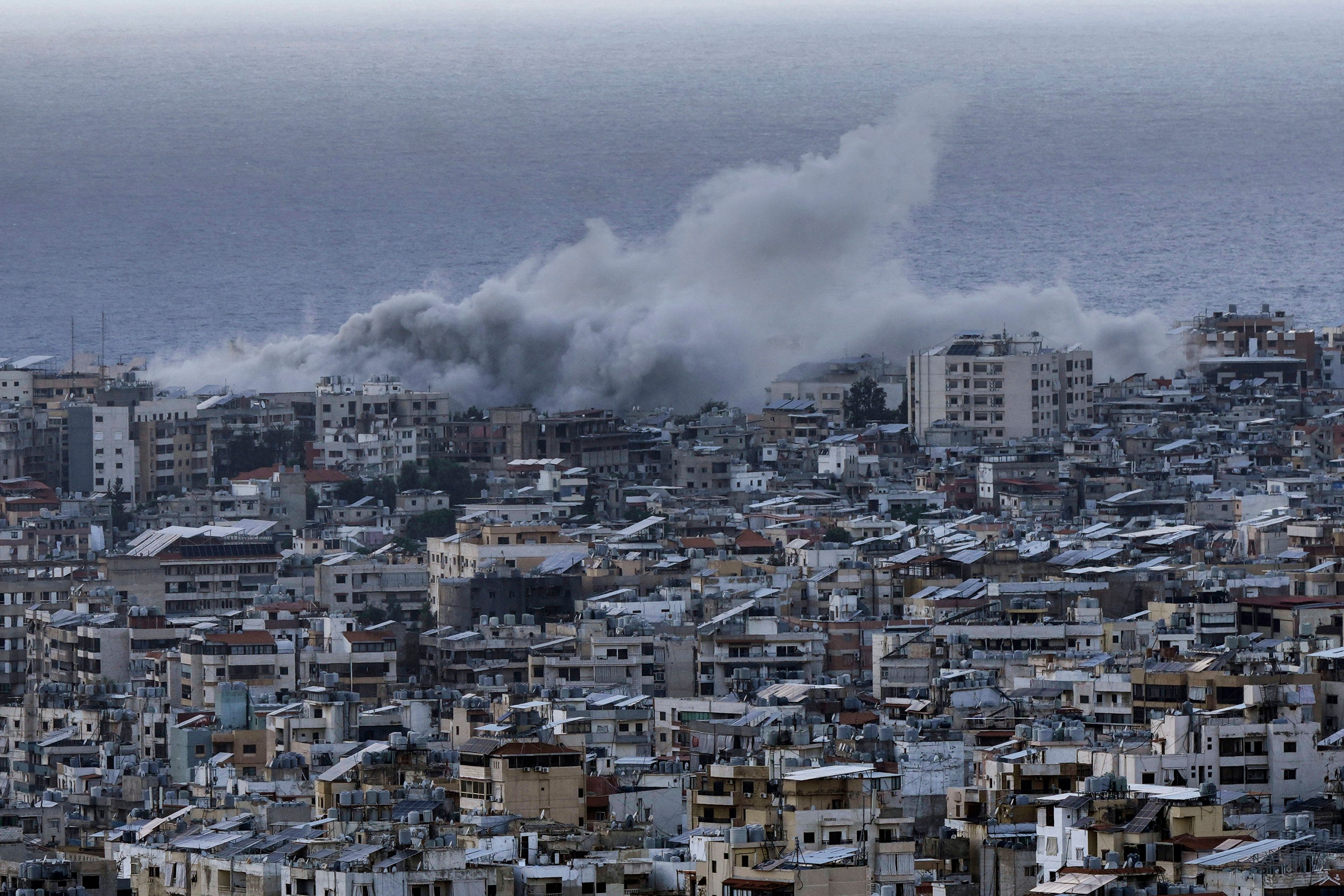 Smoke rises from the site of an Israeli airstrike in Dahiyeh, Beirut, Lebanon, Tuesday, Oct. 1, 2024. (AP Photo/Bilal Hussein)