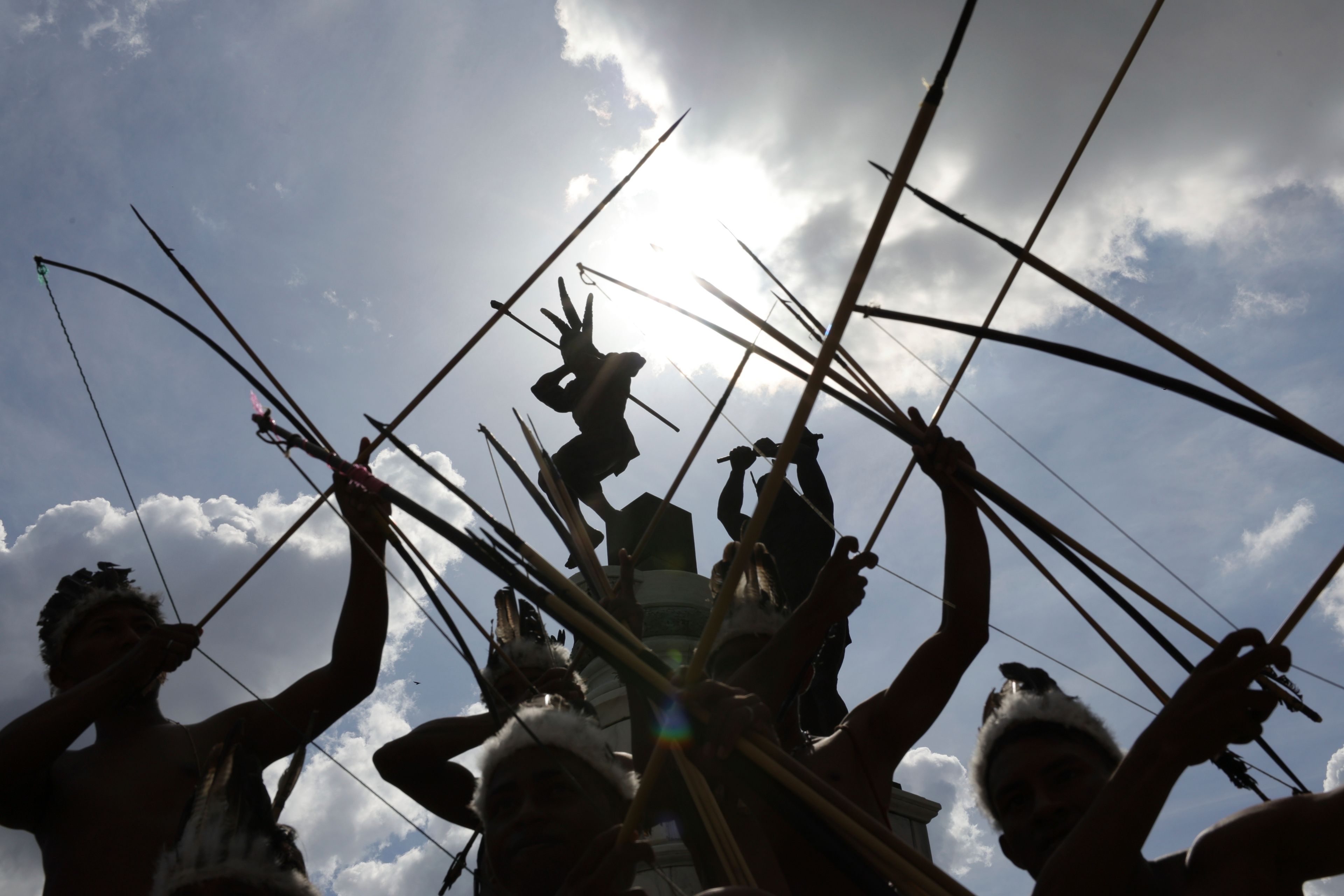 Indigenous people take part in Venezuela's "Indigenous Resistance Day", in Caracas, Oct. 12, 2024, marking 532 years since Christopher Columbus arrived in the Americas. (AP Photo/Jesus Vargas)