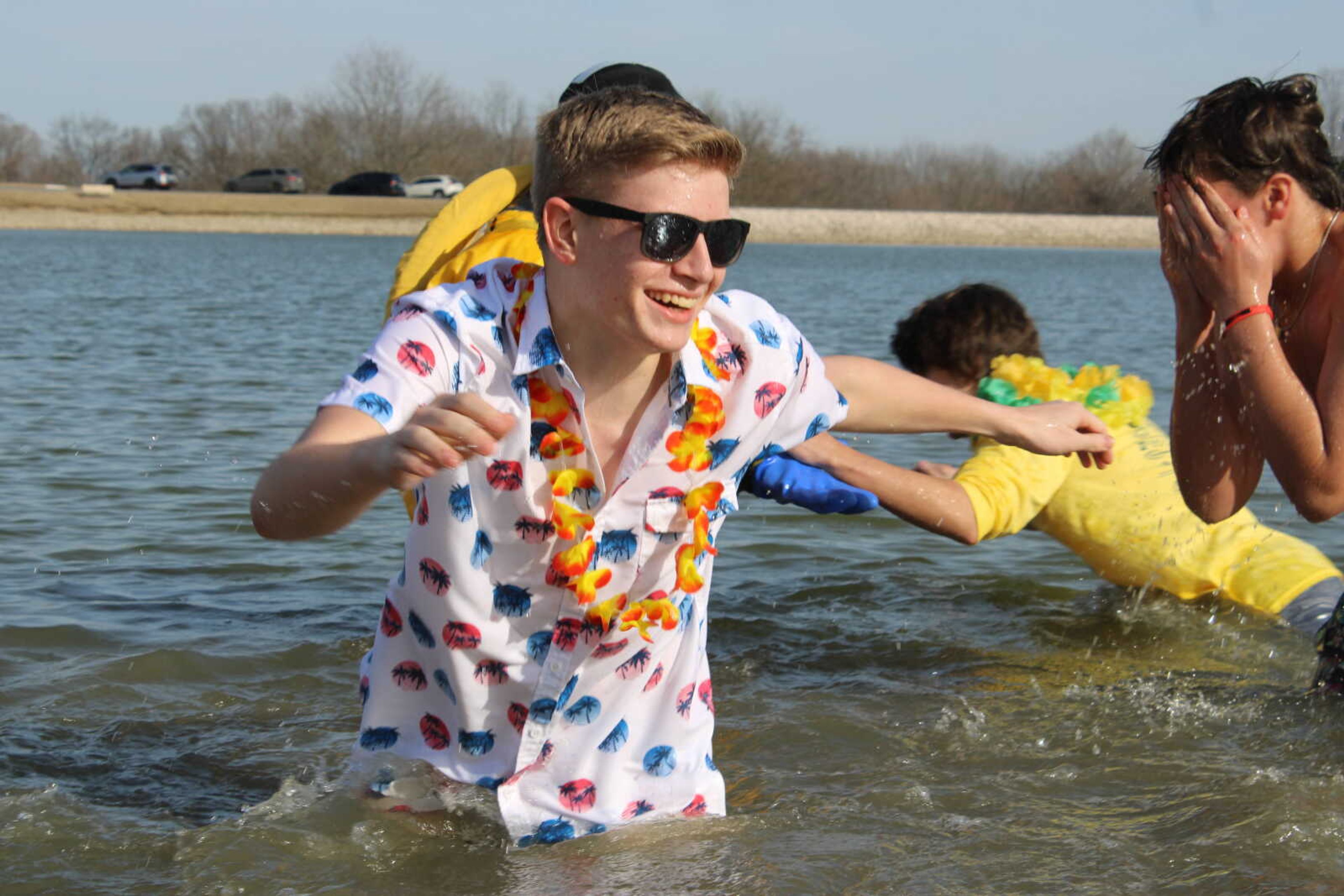 Zeke Wessel smiles as he heads back towards land