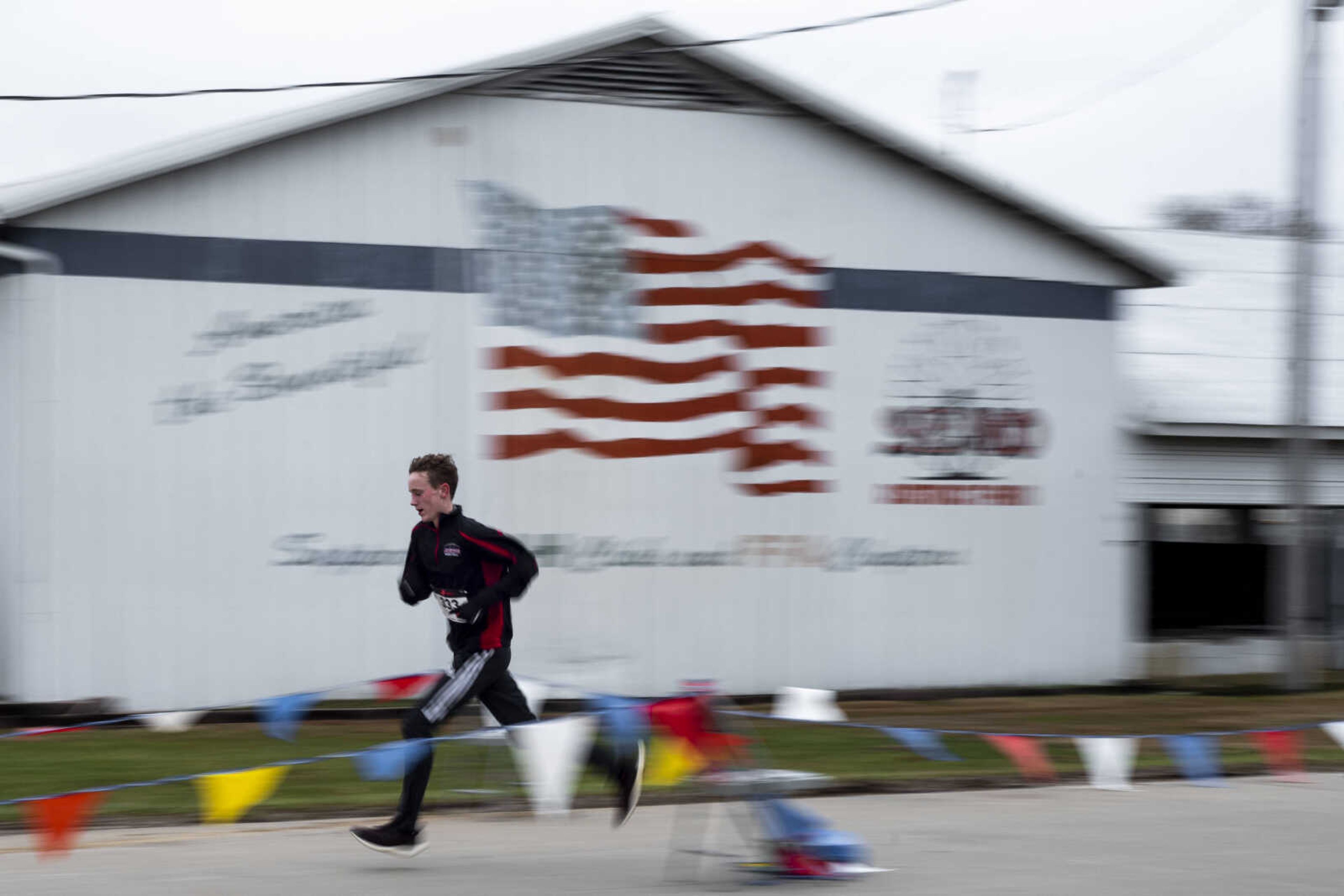 Cole Puls, 13, approaches the finish line of the Resolution Challenge at Arena Park Tuesday, Jan. 1, 2019, in Cape Girardeau.