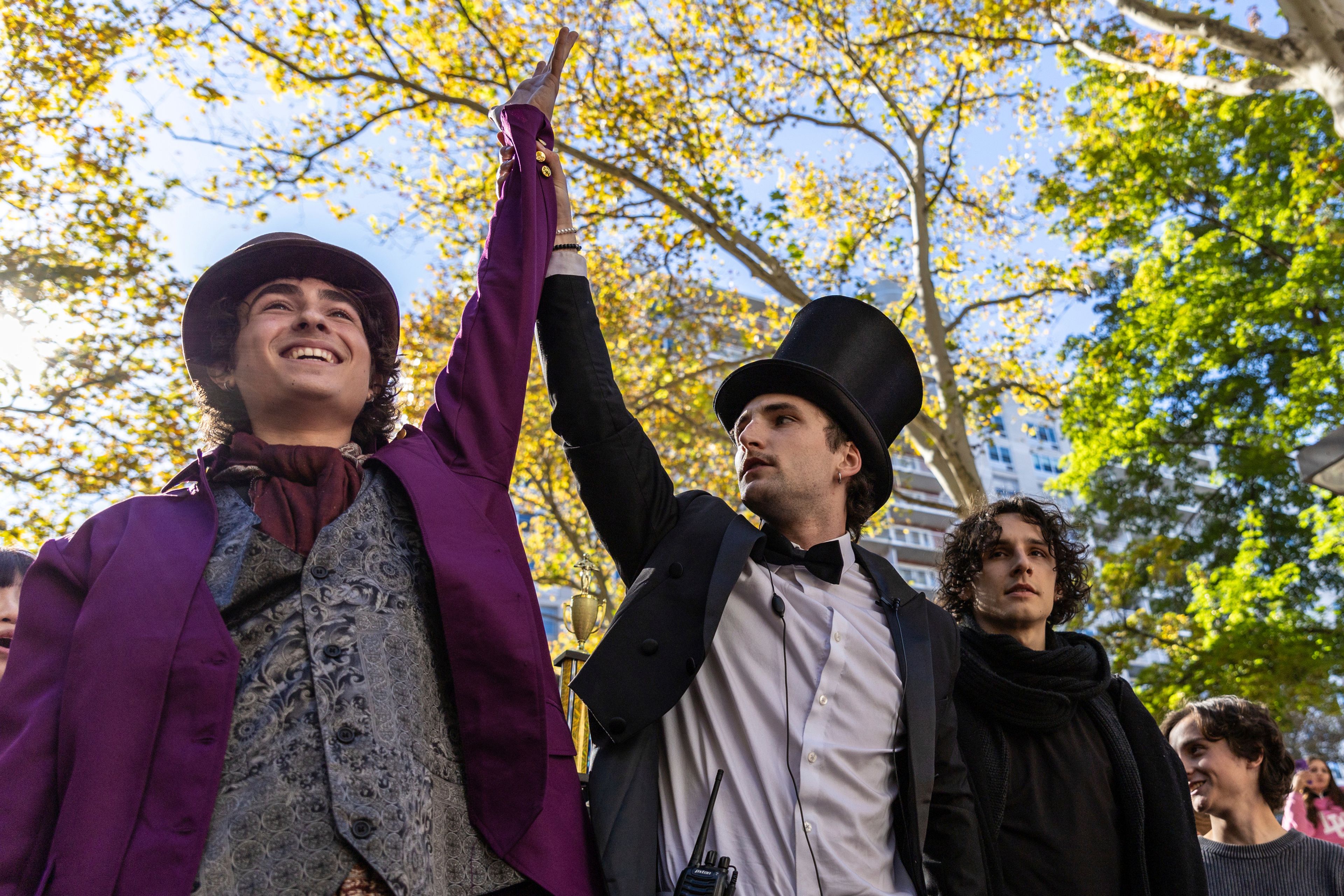 CORRECTS LAST NAME TO MITCHELL FROM MITCHEL - Miles Mitchell, 21, winner of the Timothee Chalamet lookalike contest held near Washington Square Park, Sunday, Oct. 27, 2024, in New York. (AP Photo/Stefan Jeremiah)