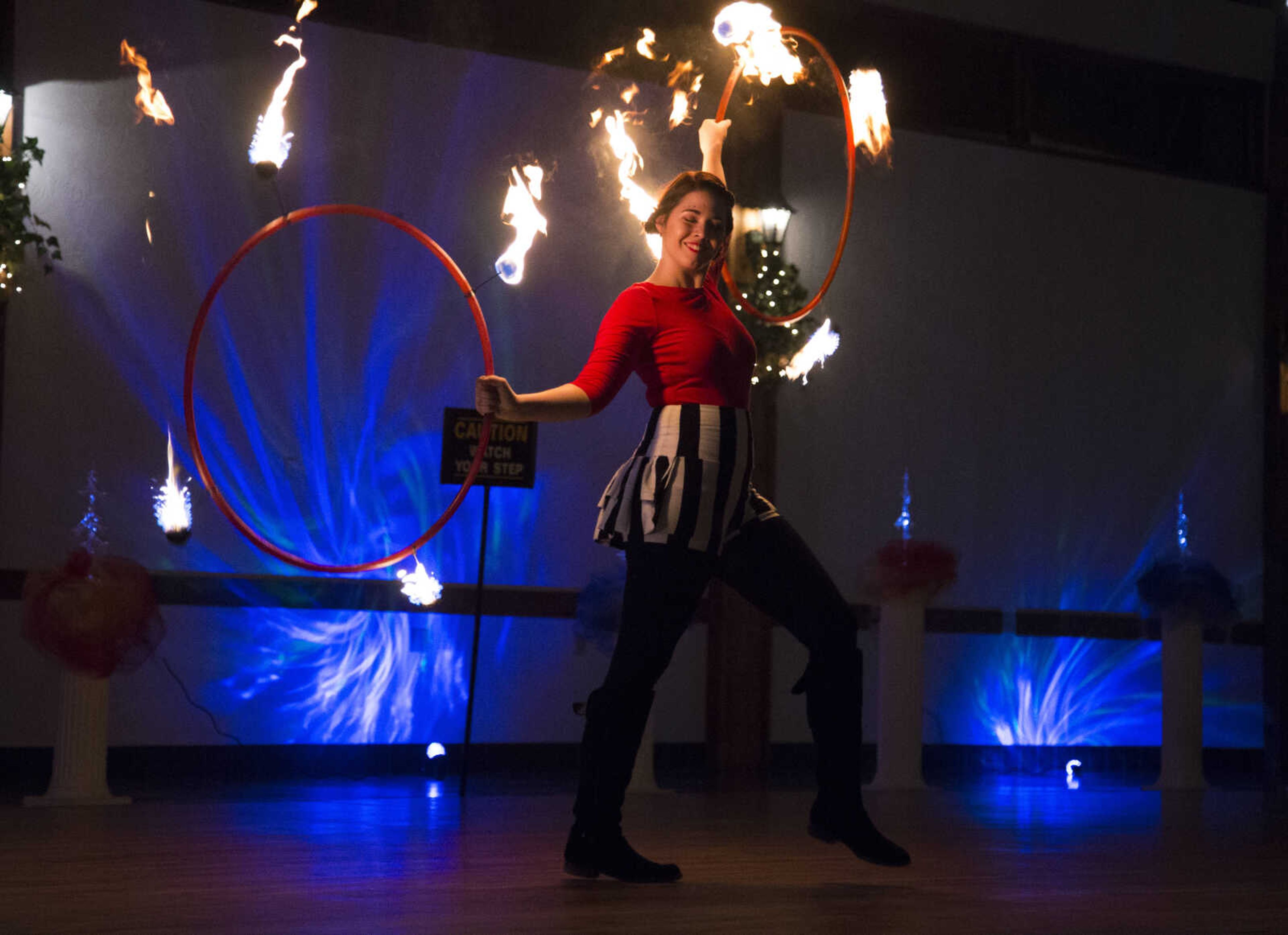 Holly Nothaker dances Saturday, Feb. 3, 2018, during the Fire and Ice Gala at Bavarian Halle in Jackson.