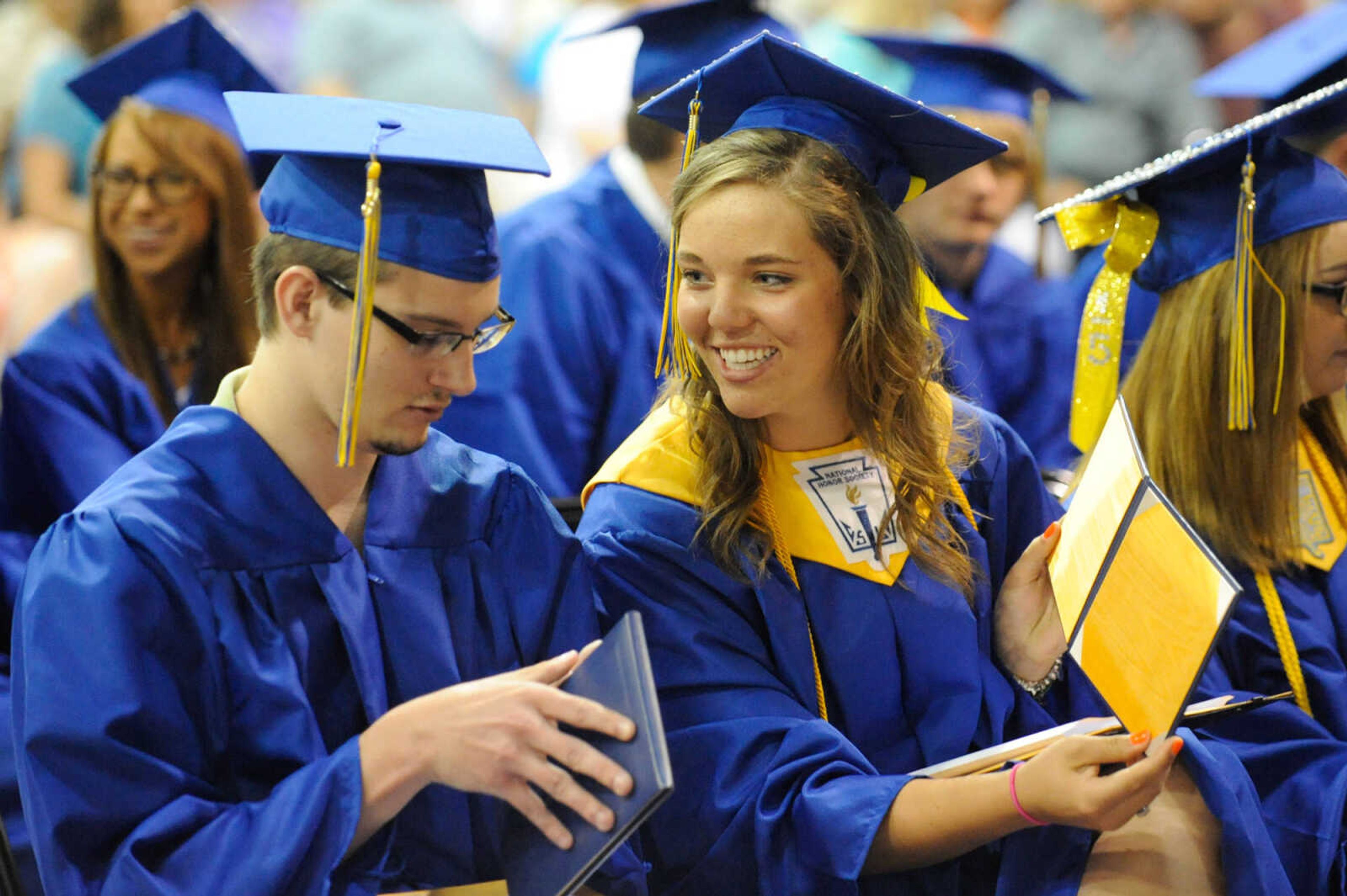 GLENN LANDBERG ~ glandberg@semissourian.com

Seniors watch the commencement ceremony Sunday, May 17, 2015 at Scott City High School.