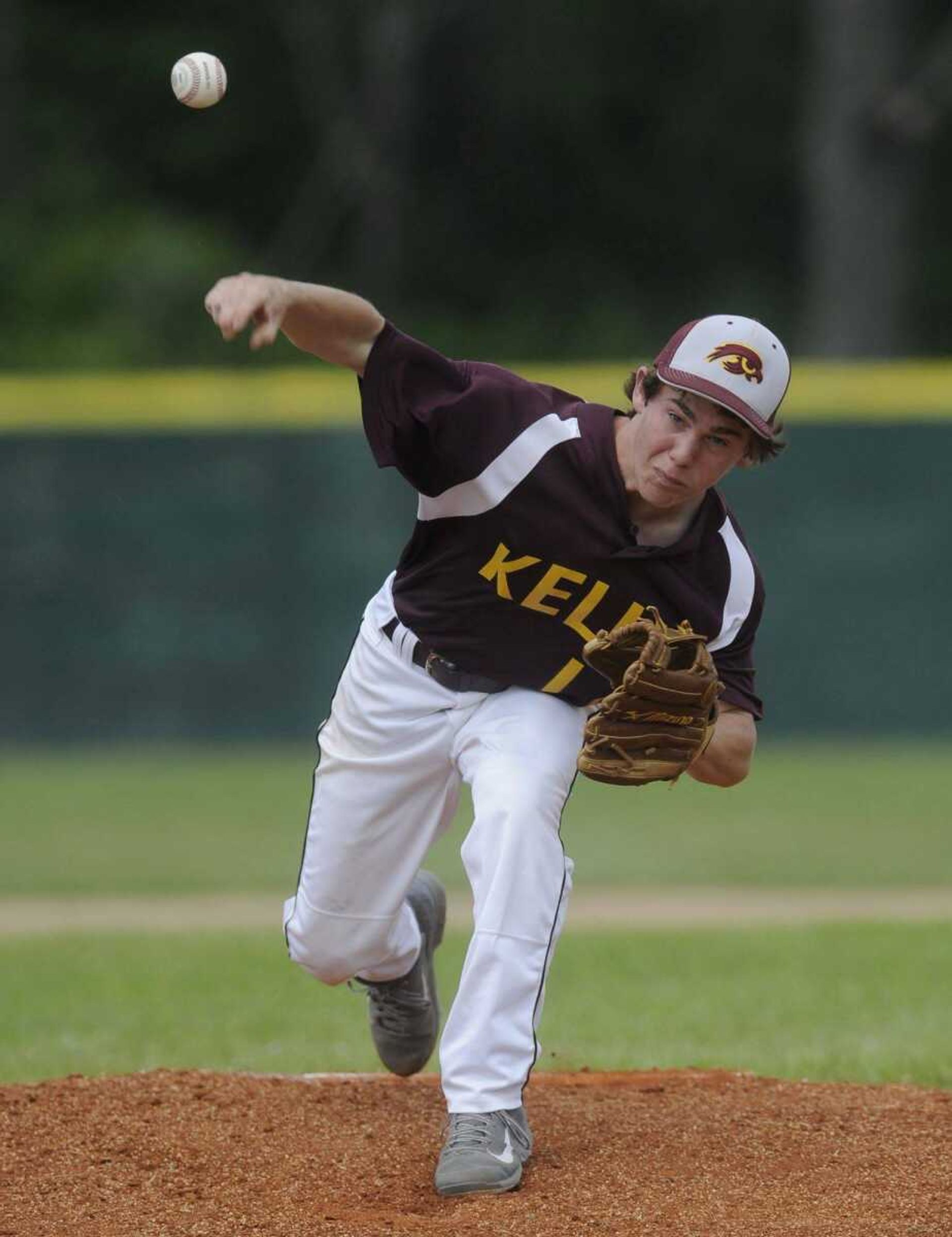 Kaden Robert pitched to a Scott City batter on May 19 during the first inning of a district baseball game. (Fred Lynch)