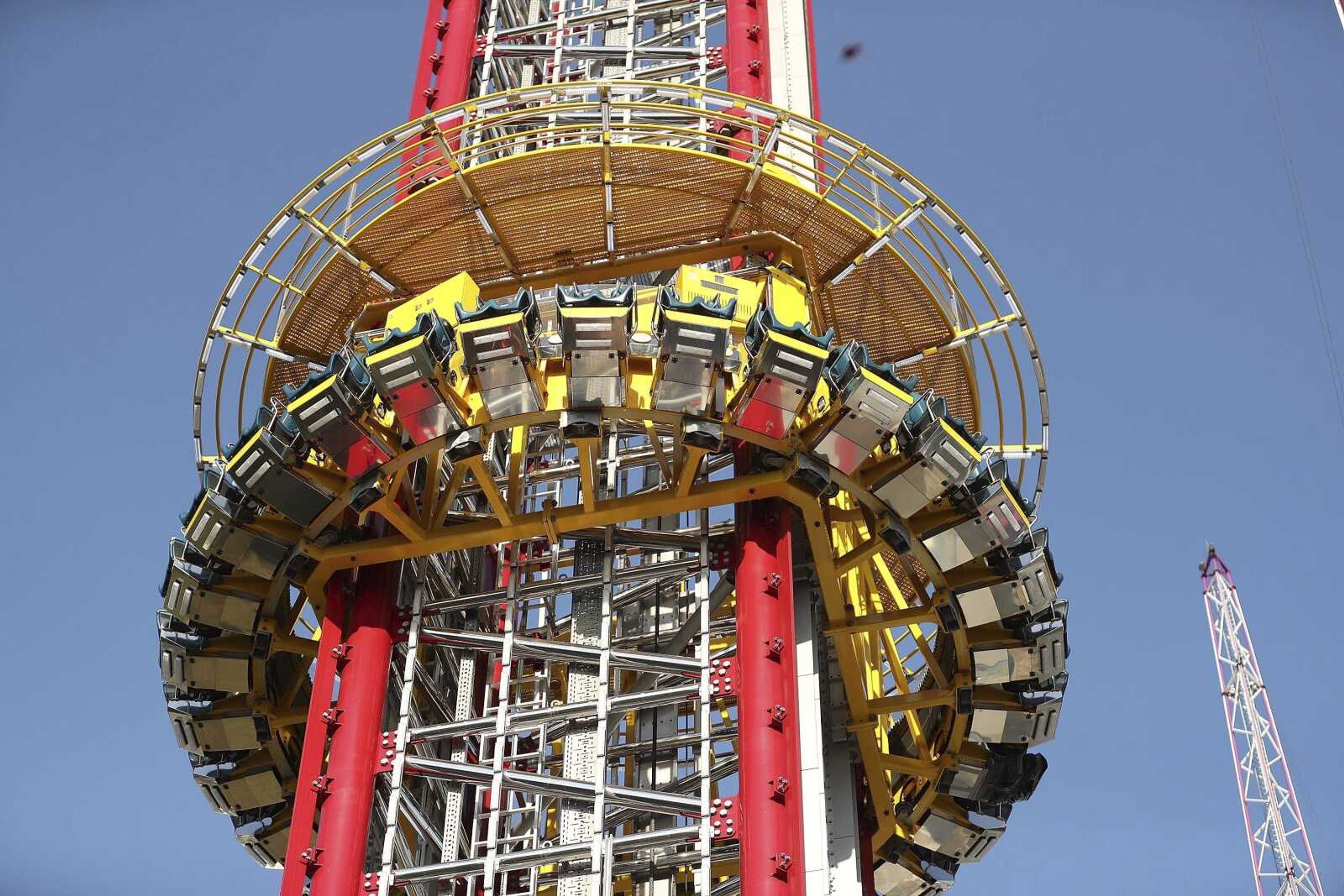 The Orlando Free Fall drop tower in ICON Park in Orlando is pictured March 28.  The parents of a 14-year-old boy who fell to his death from a 430-foot drop-tower ride in central Florida's tourist district have sued its owner, manufacturer and landlord, claiming they were negligent and failed to provide a safe amusement ride. The lawsuit was filed Monday in state court in Orlando.