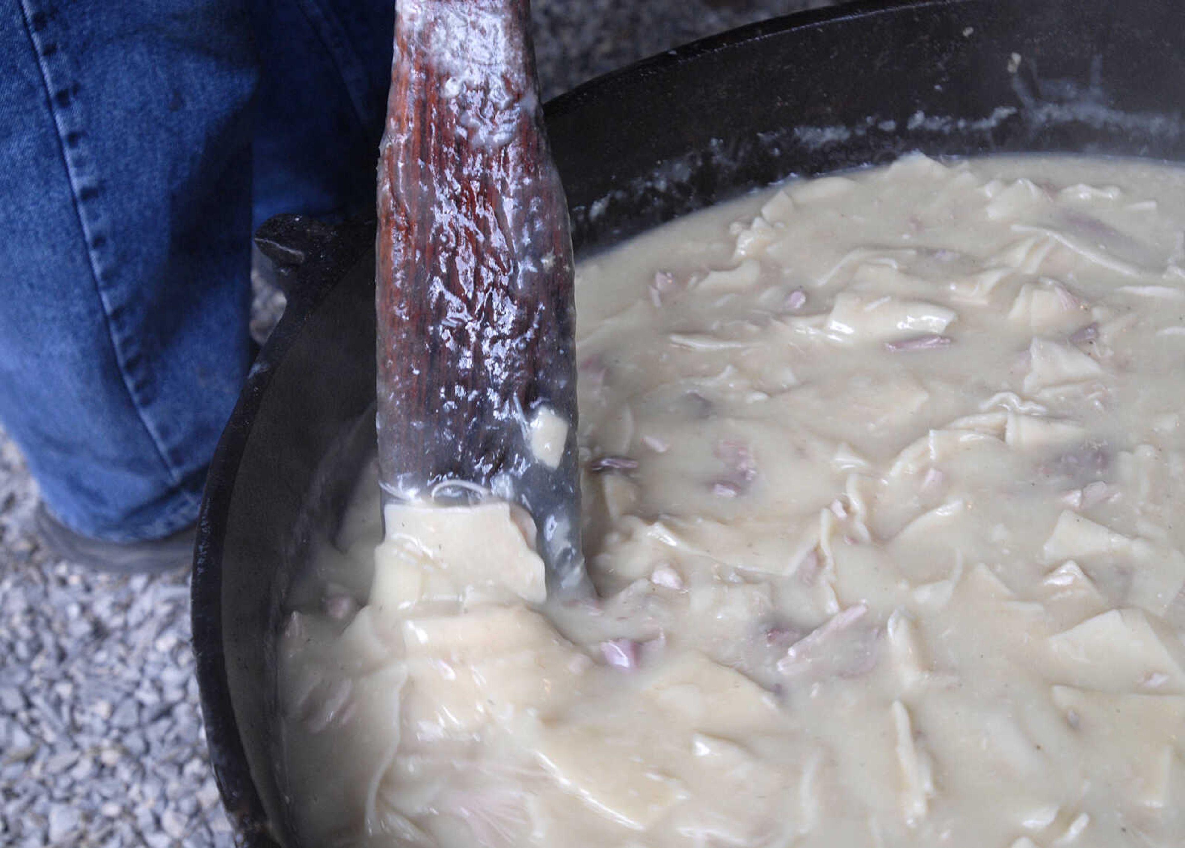 Chicken and dumplings are prepared for the Leopold Picnic.