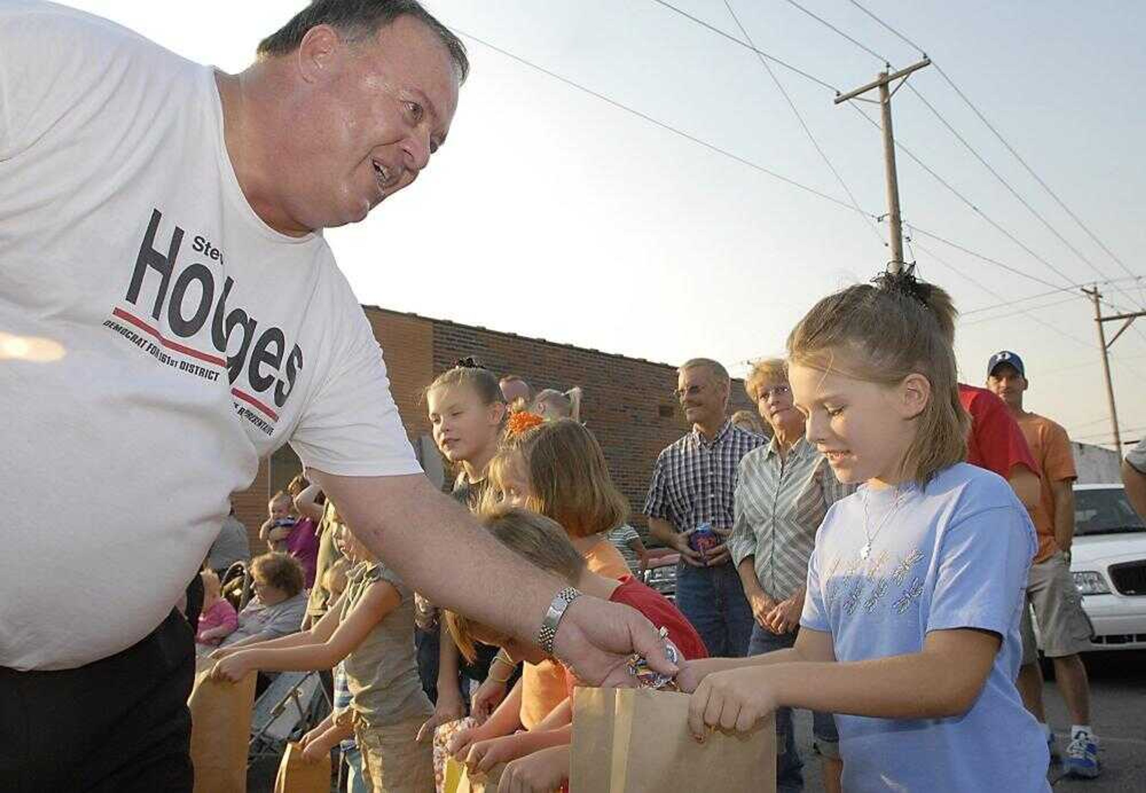 Steve Hodges handed out candy with other elected officials Tuesday during the Stoddard County Fair parade in Dexter. (Kit Doyle)