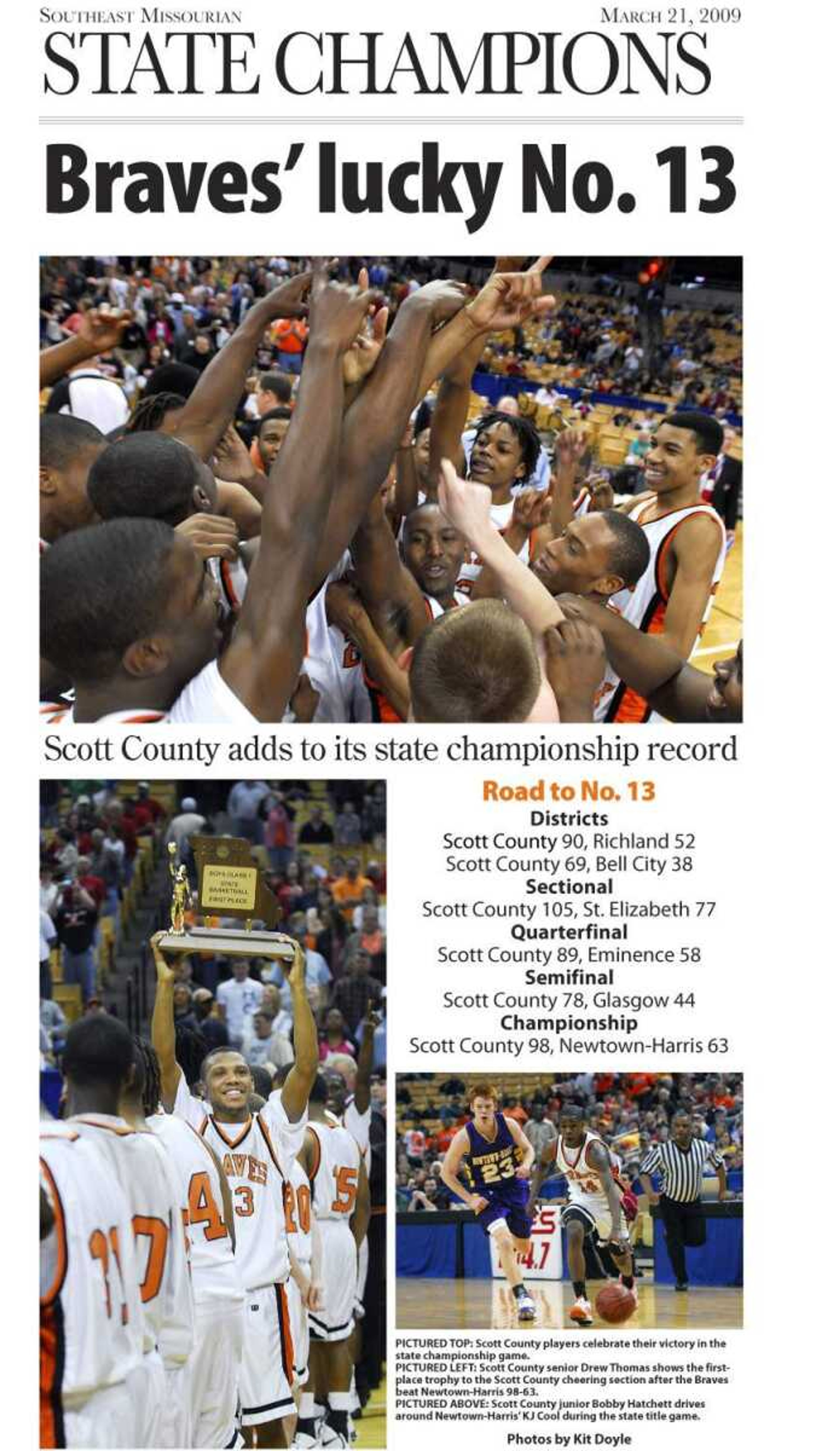 Southeast Missourian commemorative sports front page.
Click here to order