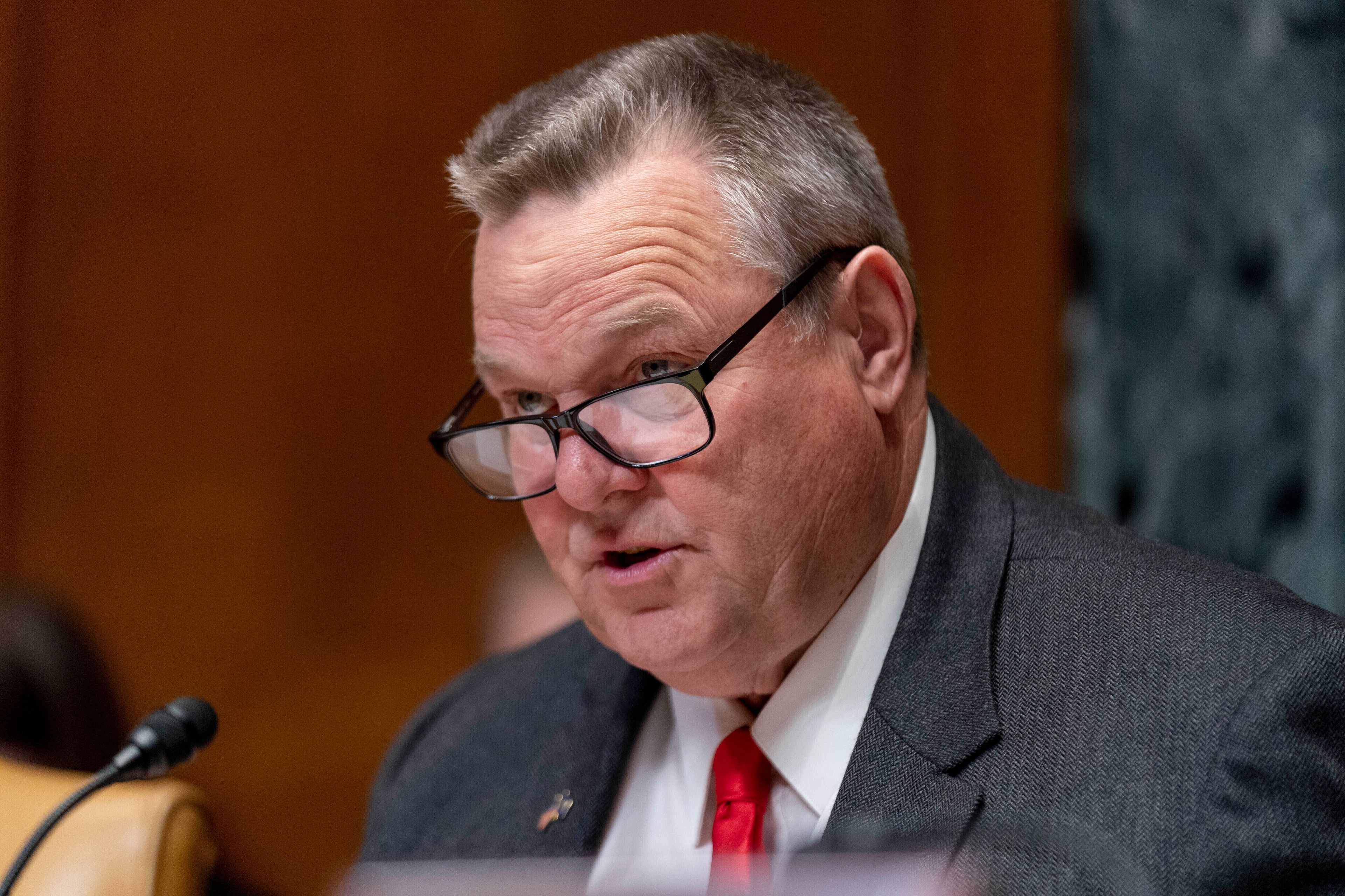 FILE - Chairman Sen. Jon Tester, D-Mont., speaks during a Senate Appropriations Subcommittee on Defense budget hearing on Capitol Hill in Washington, May 2, 2023. (AP Photo/Andrew Harnik, File)