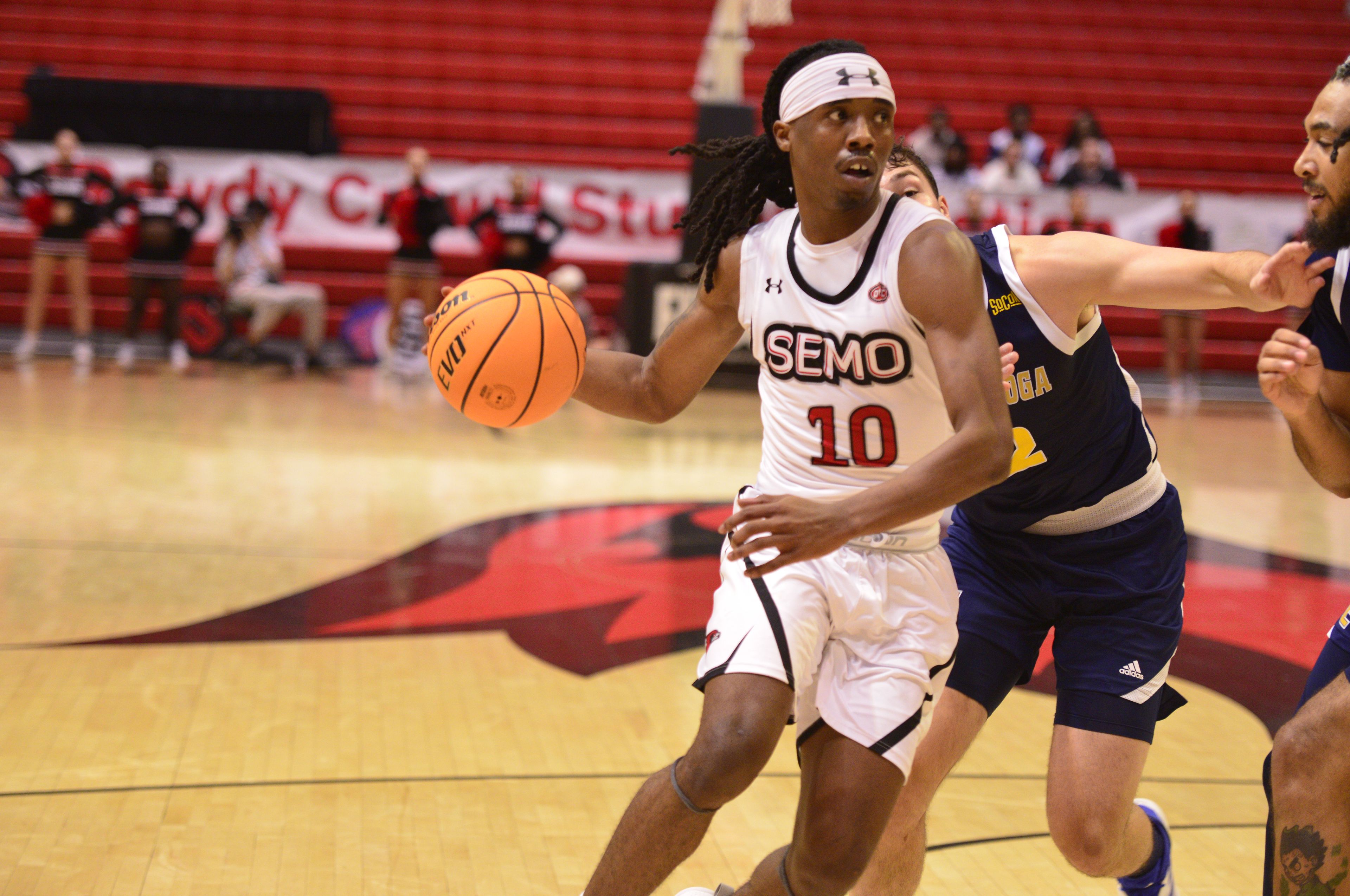 Southeast Missouri State guard Teddy Washington Jr. handles the ball against Chattanooga on Sunday, Nov. 17, at the Show Me Center.