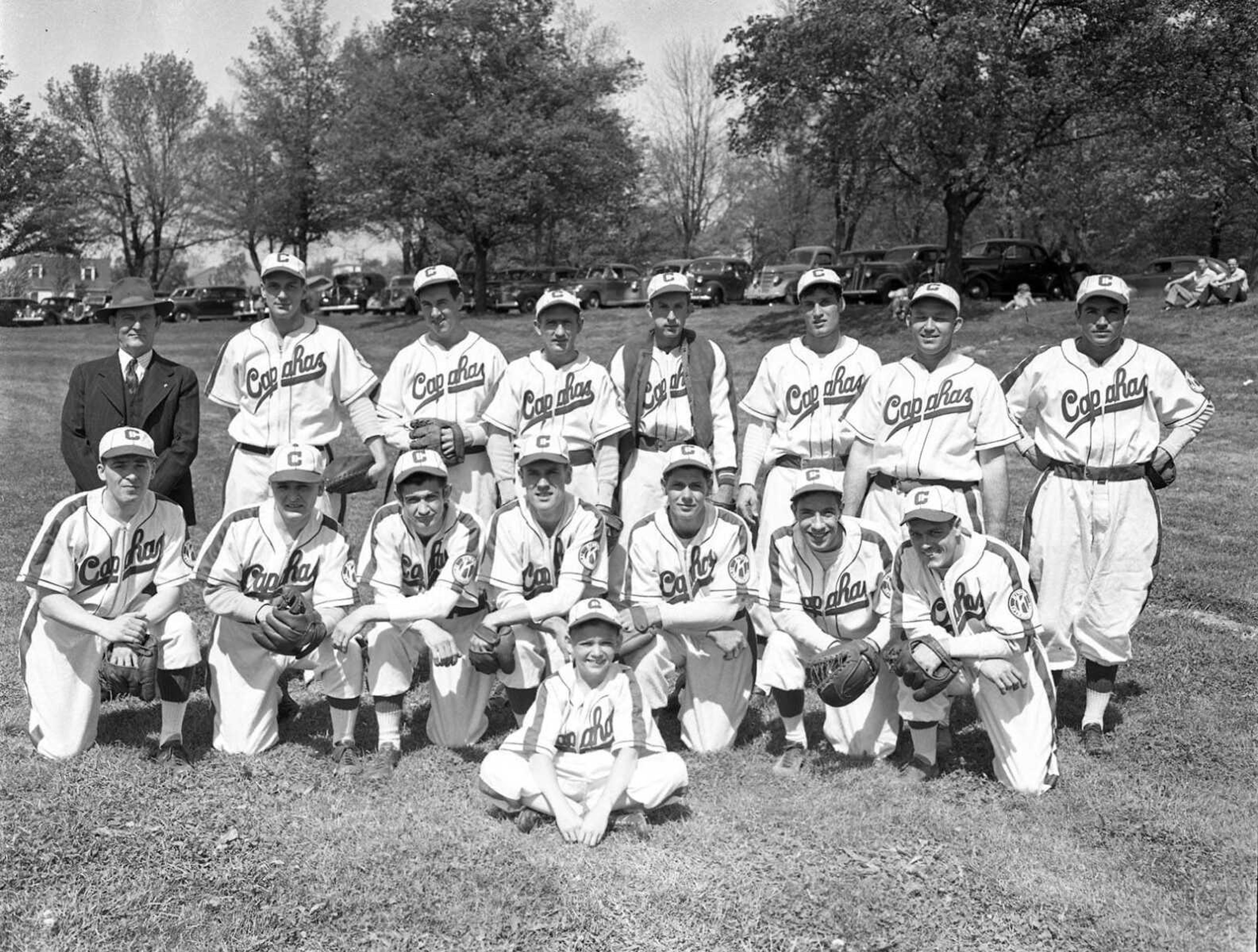 Capahas baseball team, probably taken in late 1947. Batboy in front is Gary Rust.