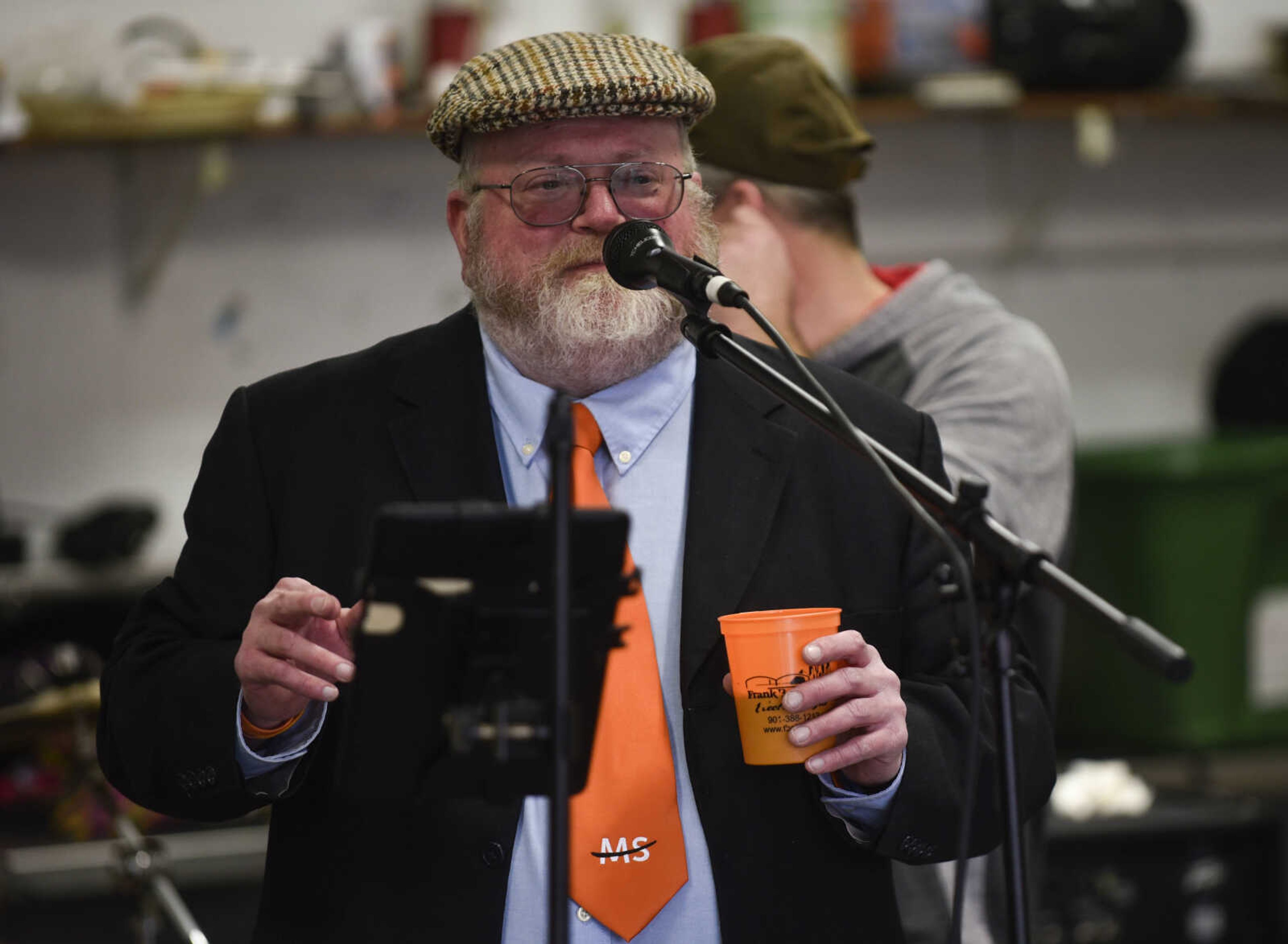 Event founder Joseph Barnes speaks to the crowd at the 9th annual Brew Movement Against Multiple Sclerosis held Saturday, March 24, 2018, in Jackson.