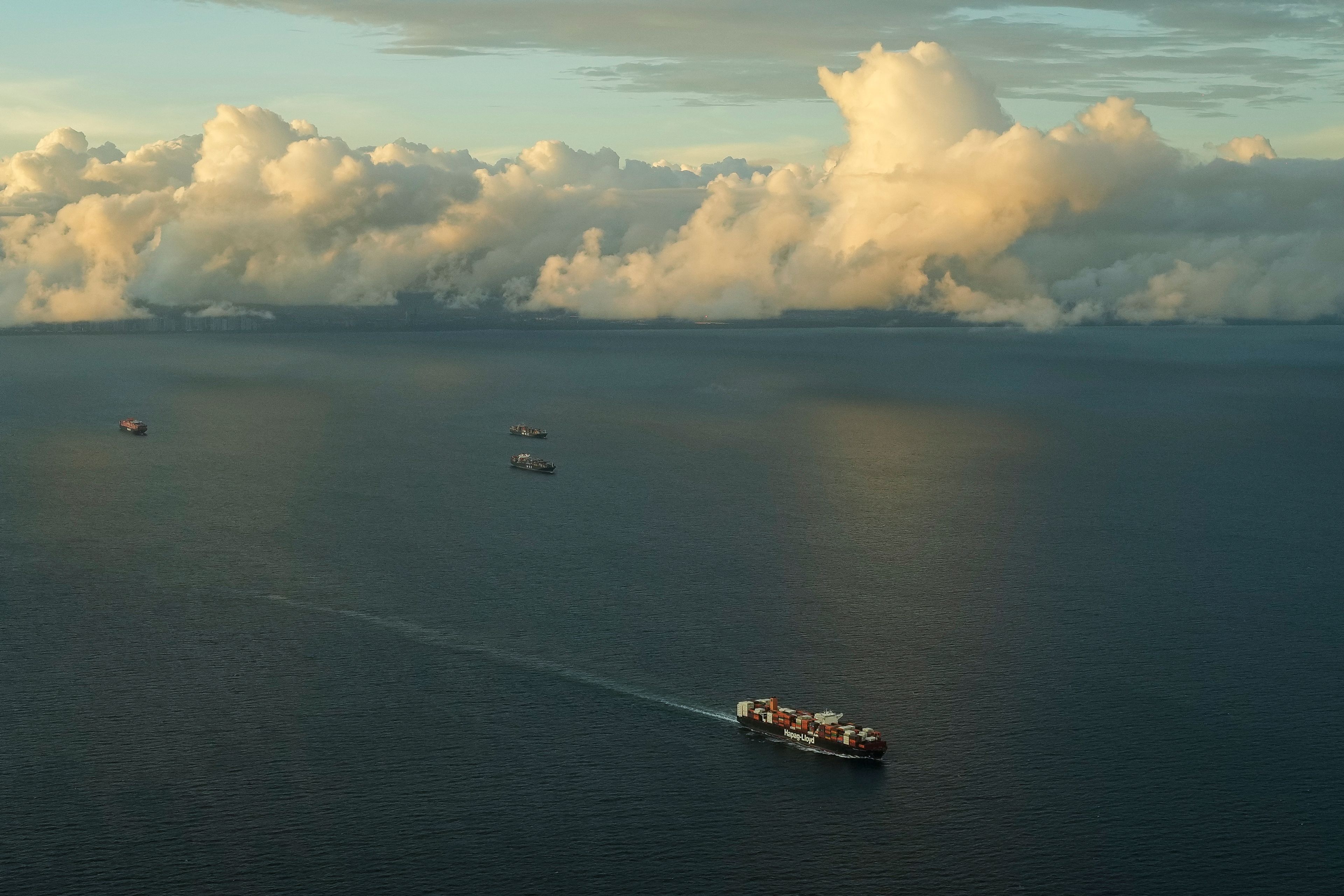 FILE - A cargo ship sails toward the Pacific Ocean waiting to transit the Panama Canal in Panama City, June 28, 2024. (AP Photo/Matias Delacroix, File)