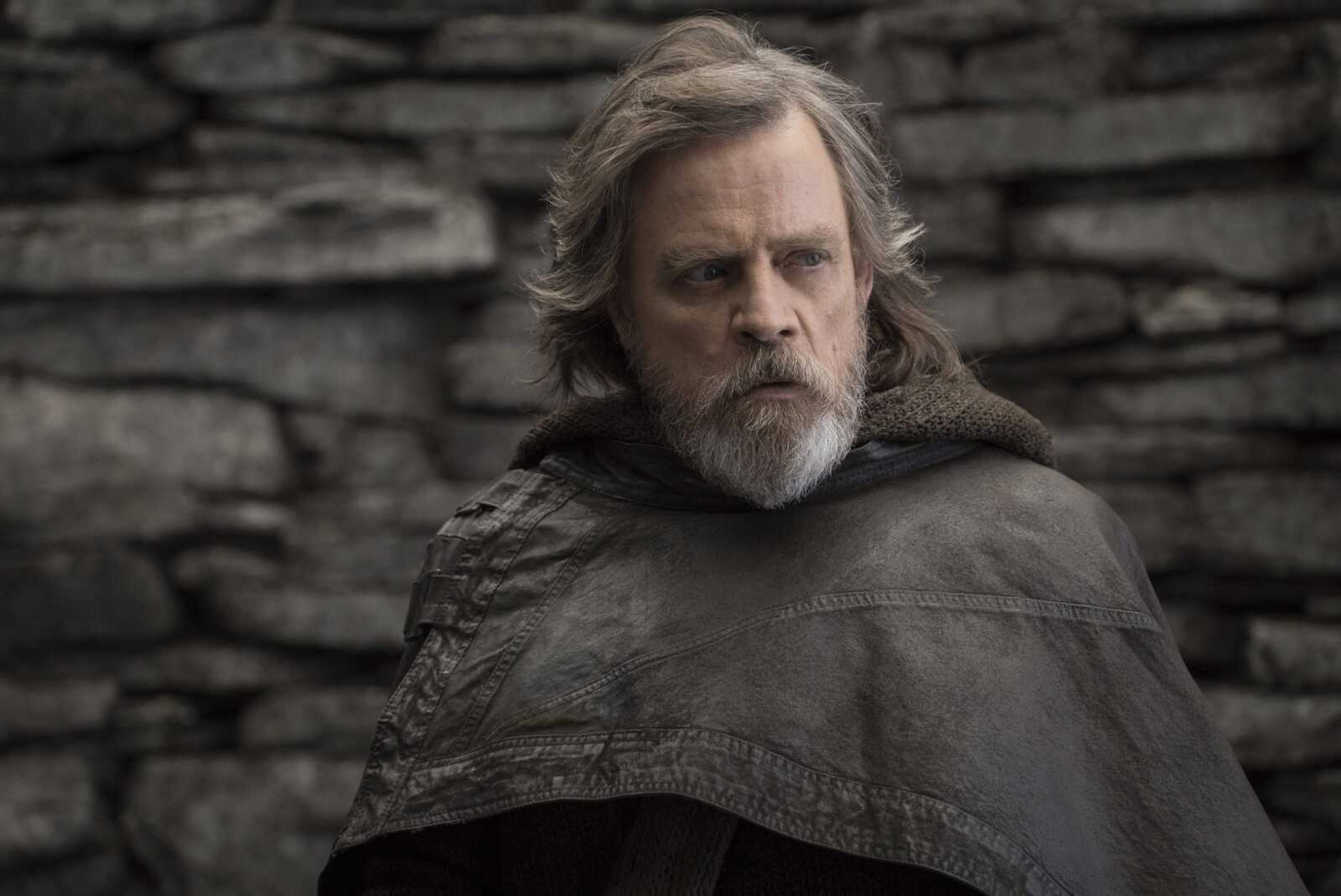 Mark Hamill portrays Luke Skywalker in "Star Wars: The Last Jedi," which is in theaters today.