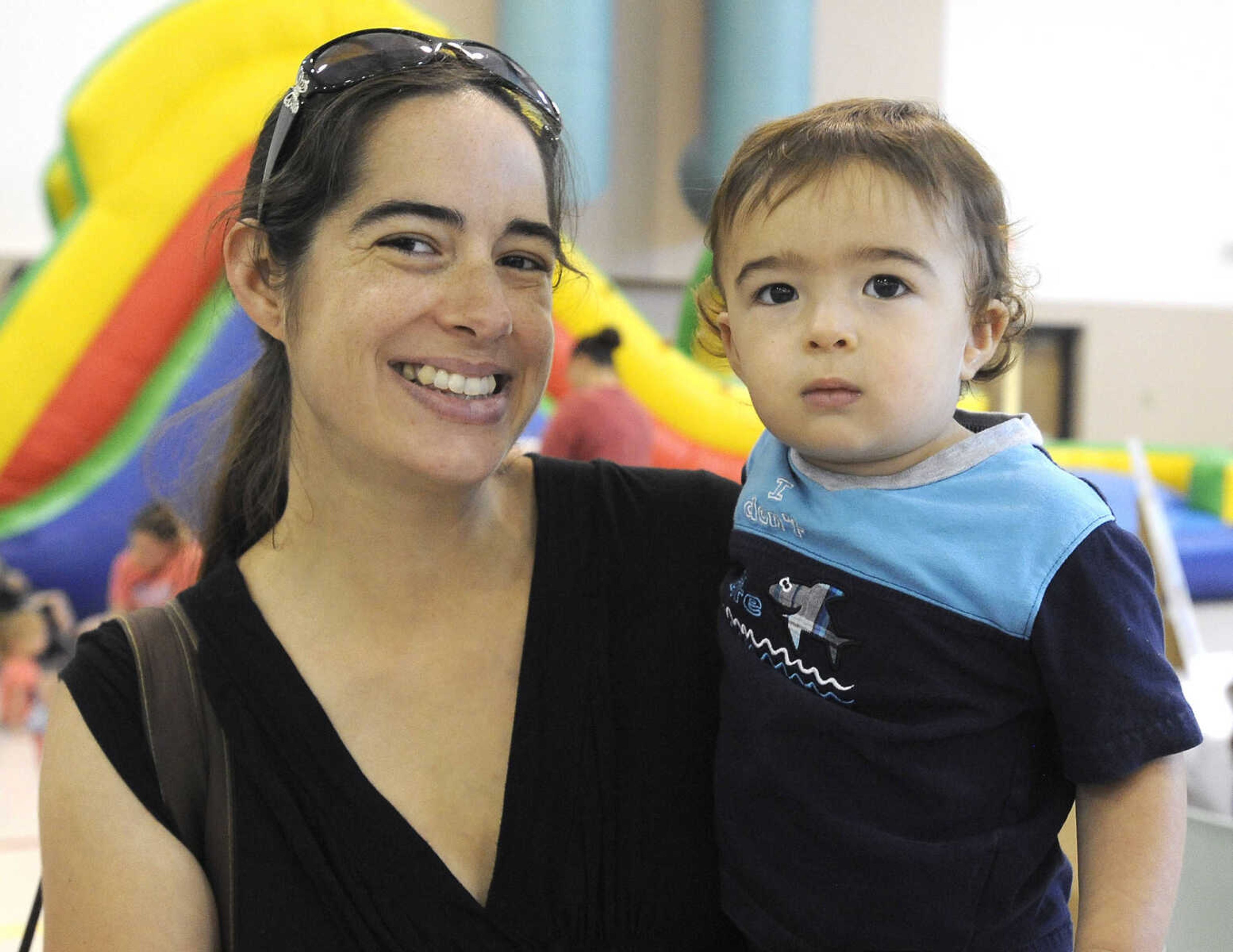 Gail Guilfoy and her son, Andrew, pose for a photo Friday, July 8, 2016 at Parks and Rec Day at the Osage Centre.