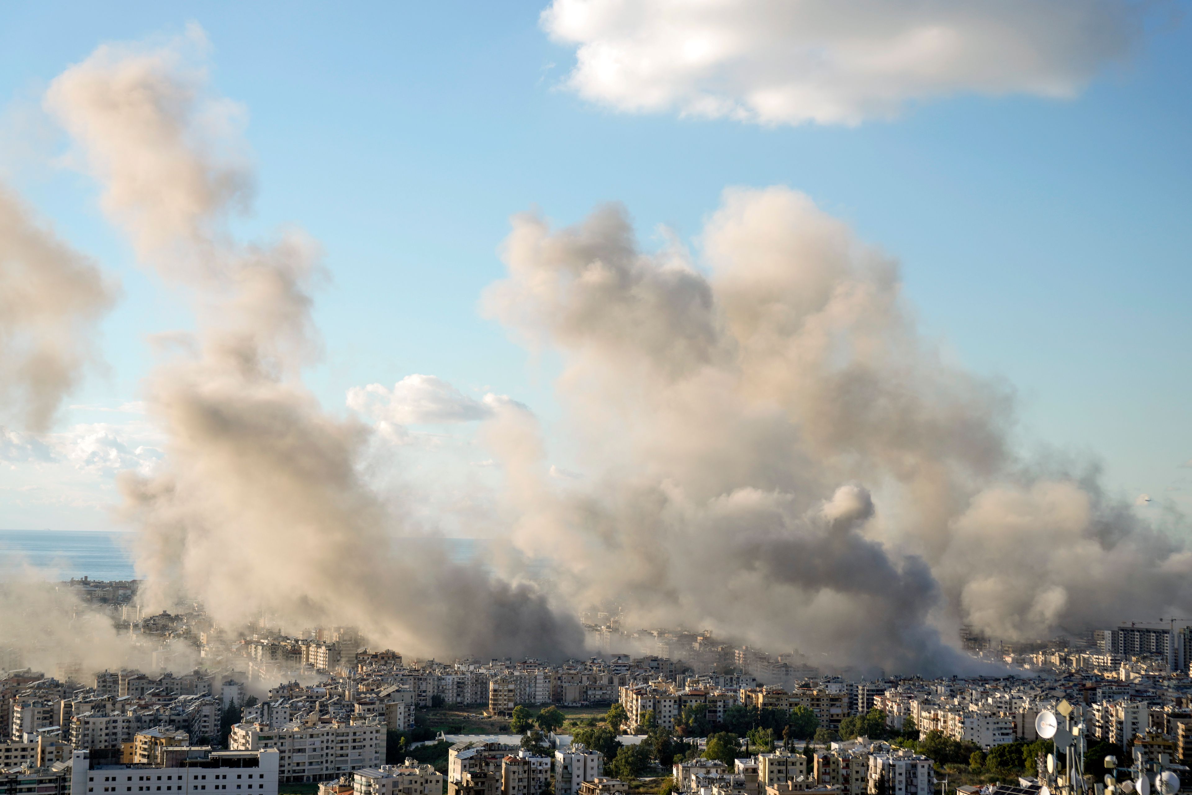 Smoke rises following an Israeli airstrike on Dahiyeh, in Beirut, Lebanon, Tuesday, Nov. 26, 2024. (AP Photo/Bilal Hussein)