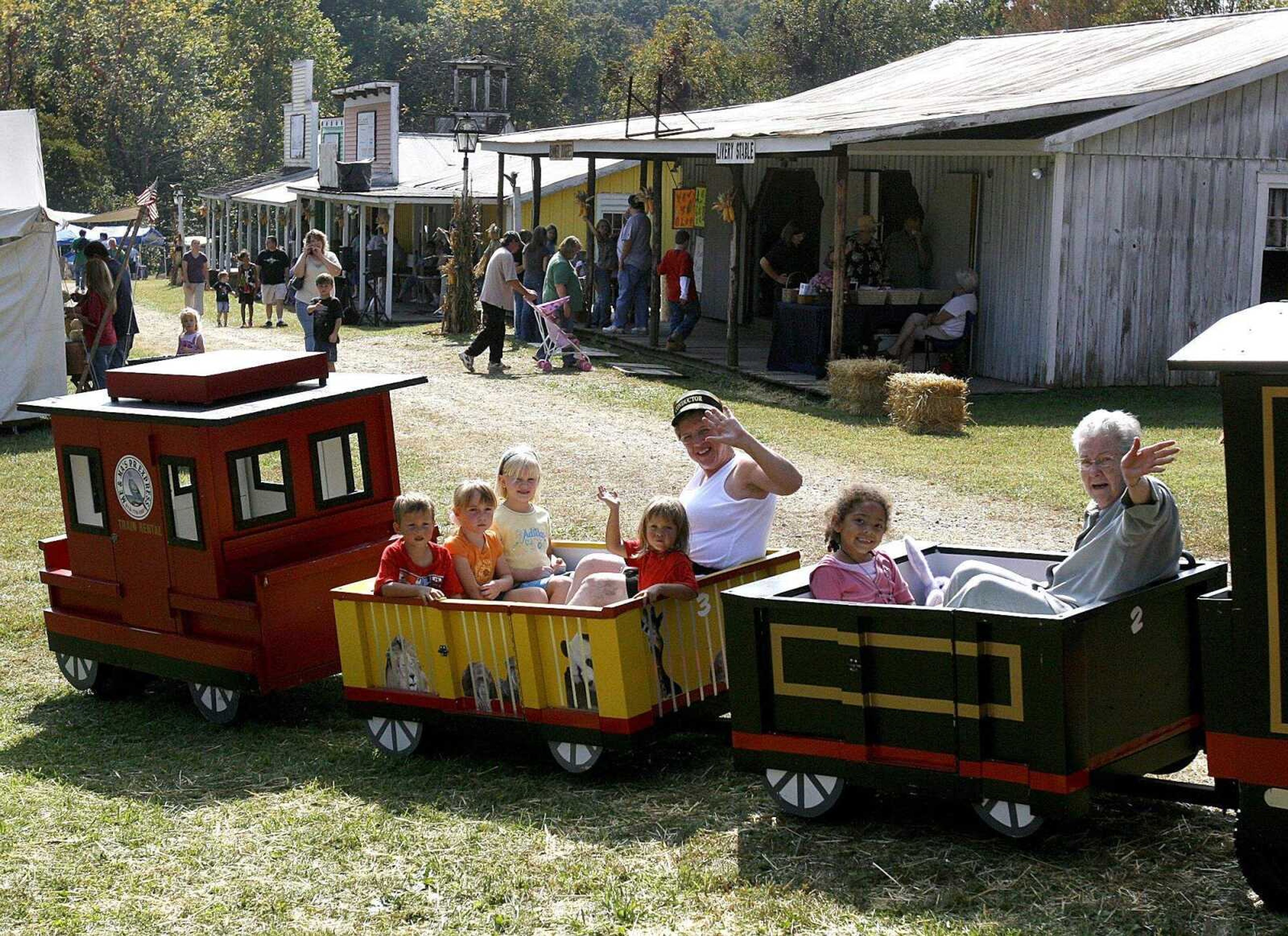 ELIZABETH DODD ~ edodd@semissourian.com
Kids of all ages enjoy a train ride at the Black Forest Villages 18th Annual October Fest.