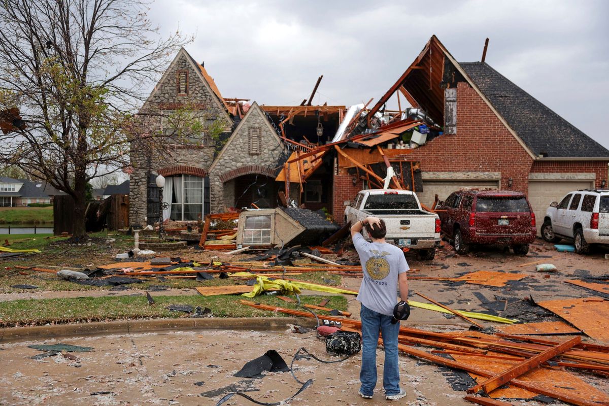 Violent storms cut through the South and Midwest, spawning tornadoes a...