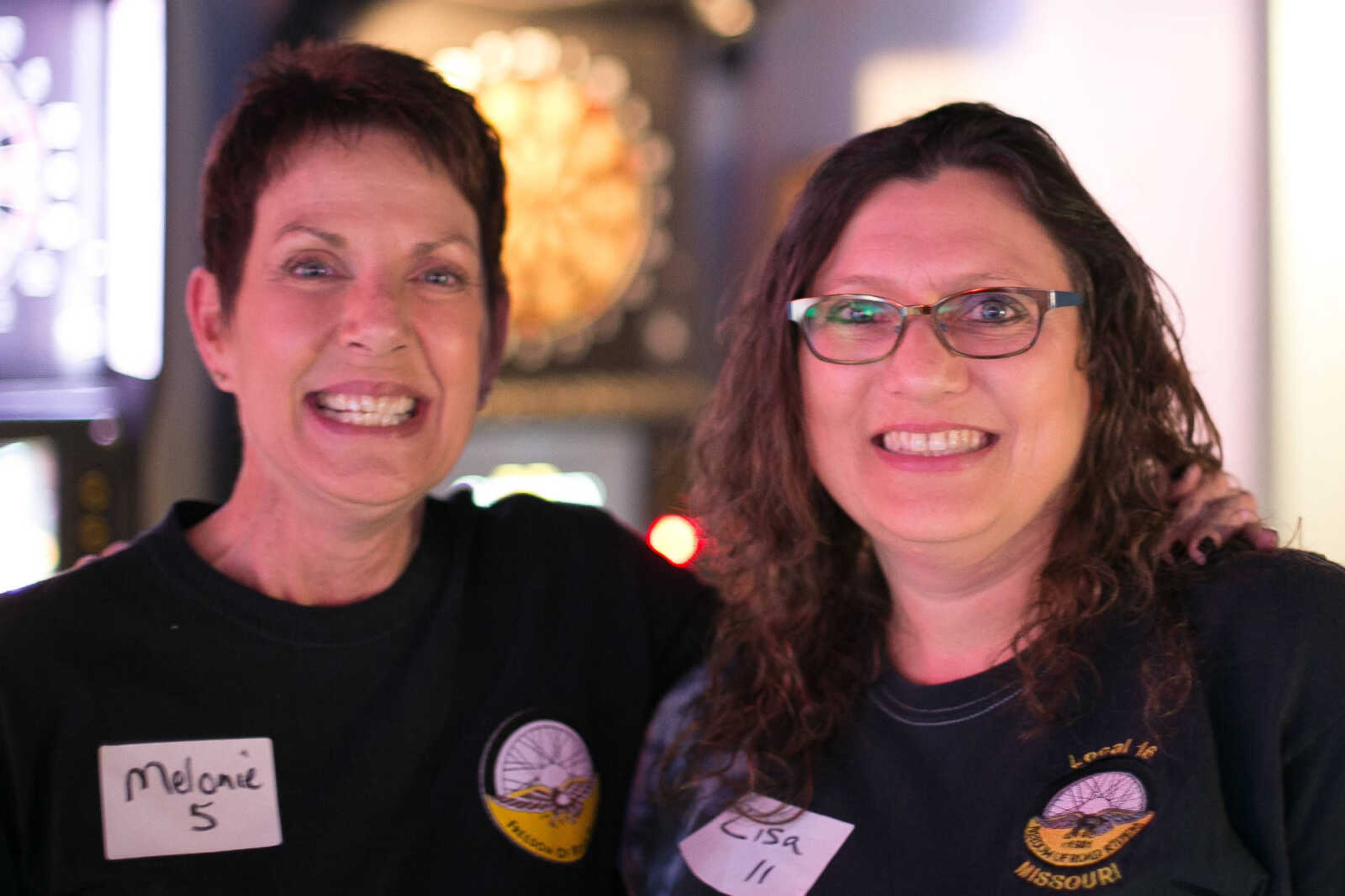 GLENN LANDBERG ~ glandberg@semissourian.com

Melanie Coy, left, and Lisa Pfeiffer pose for a photo during the annual broomstick pool tournament Saturday, Feb. 27, 2016 at JR's Bar & Billiards in Cape Girardeau.