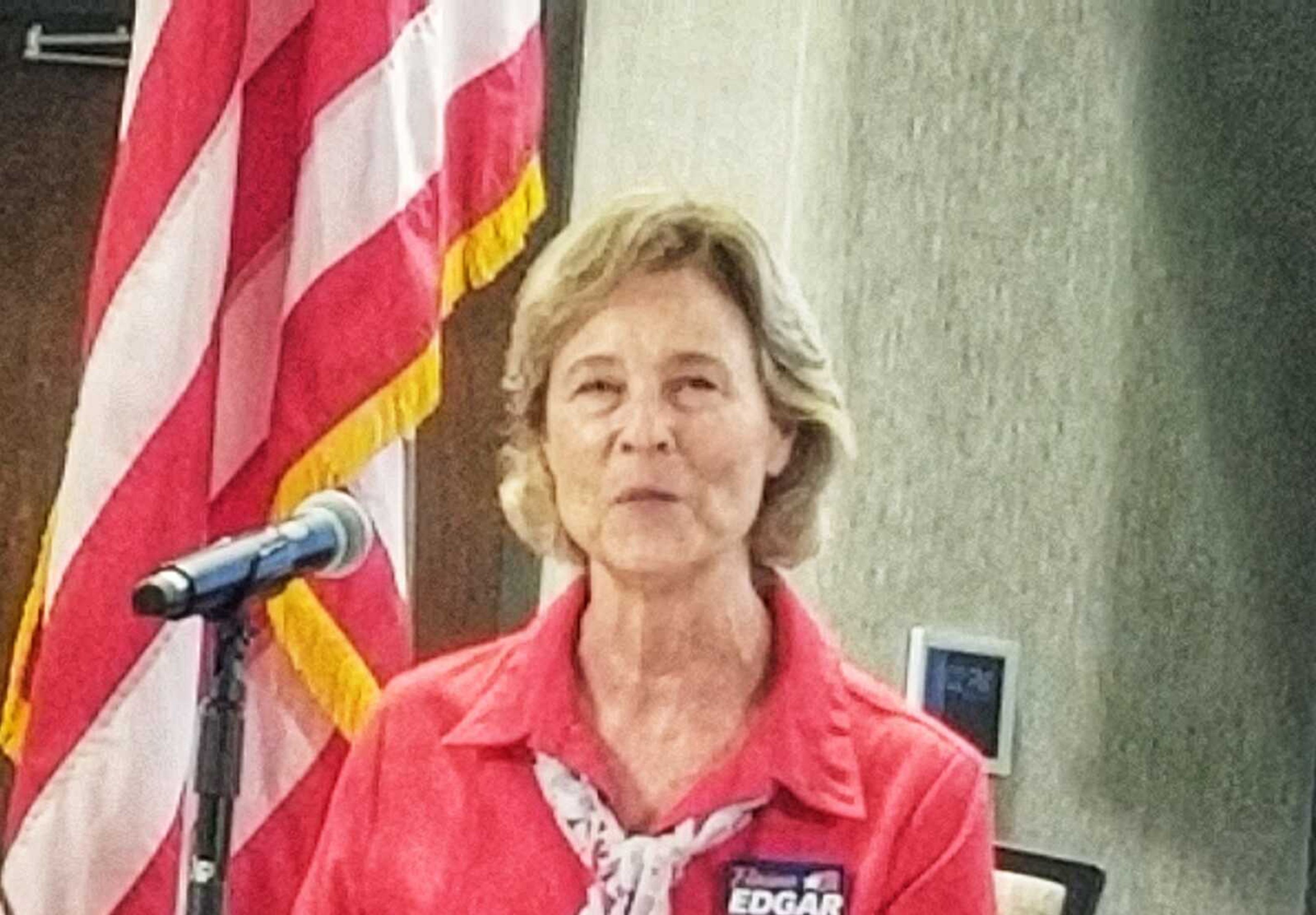 Elaine Edgar, a local real estate brokerage owner and GOP candidate for state House District 147, speaks Monday at a forum organized by Cape Girardeau Area Chamber of Commerce at Drury Plaza Hotel and Conference Center in Cape Girardeau. The primary is Aug. 2.