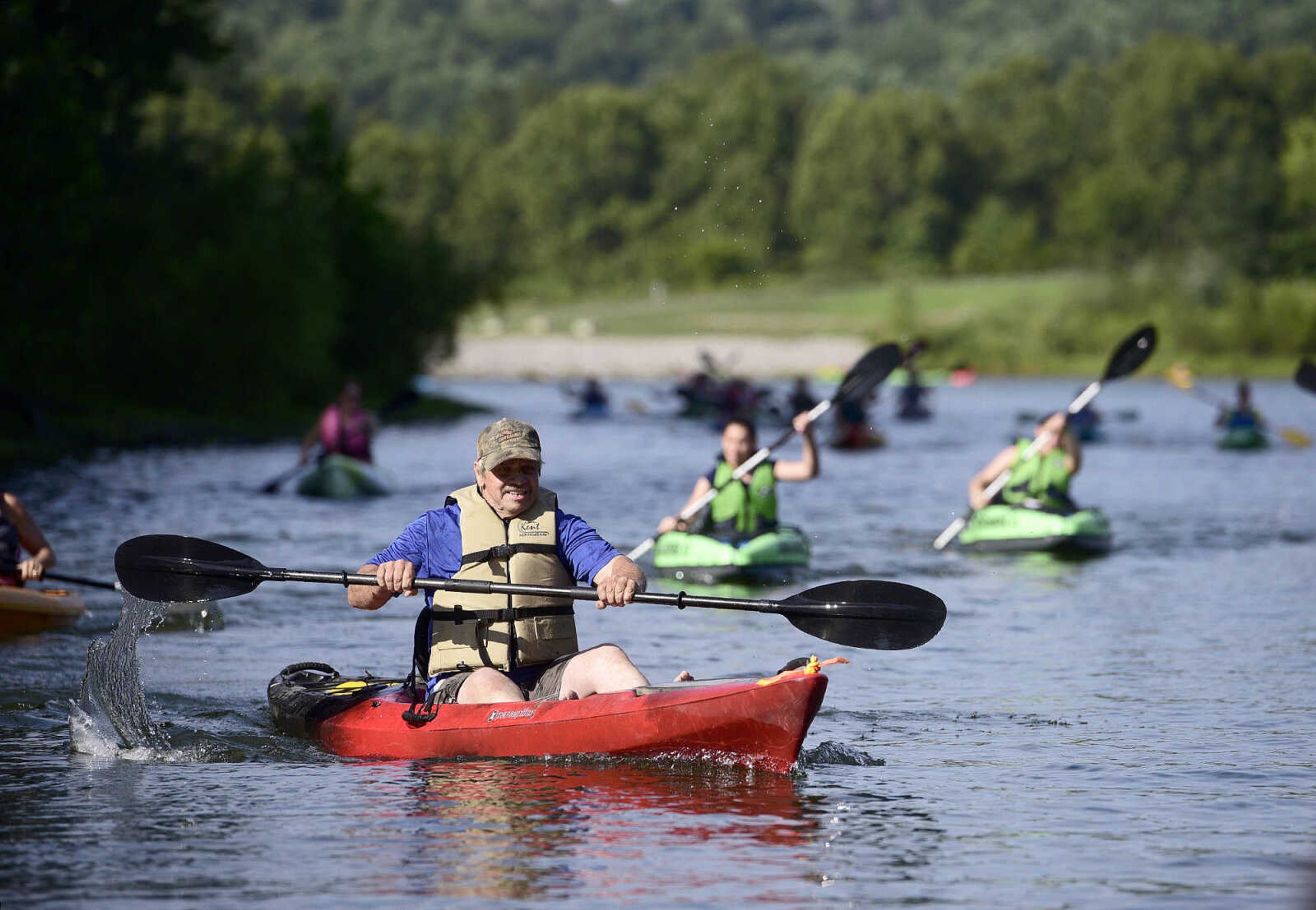 People kayak on Lake Boutin during the first ever St. Jude Heroes Yak 'n Run on Saturday, Aug. 26, 2017, at Trail of Tears State Park. All proceeds from the event support St. Jude Children's Research Hospital