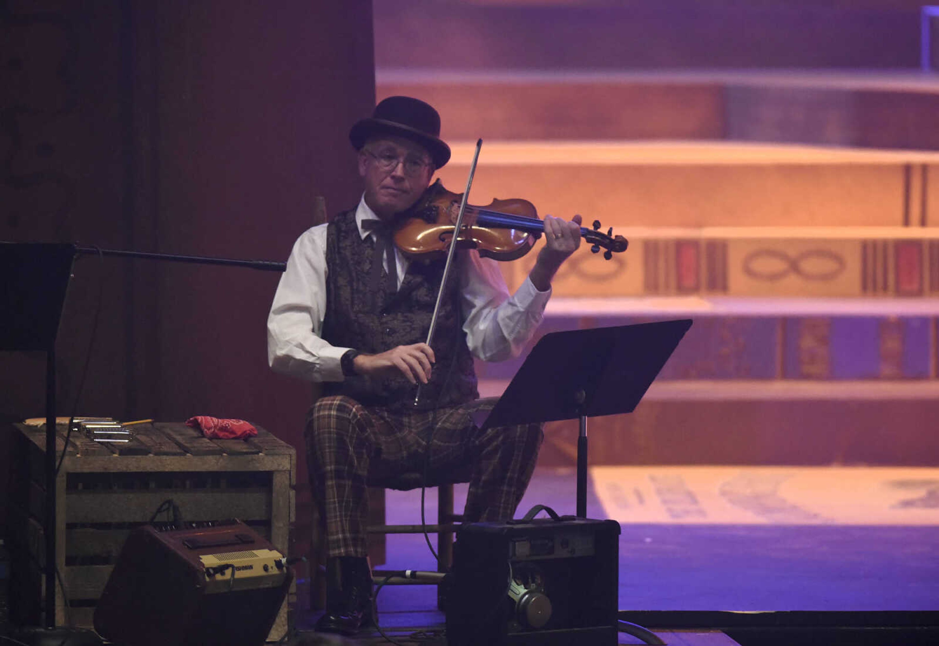 Steve Schaffner plays the fiddle during The Conservatory of Theatre and Dance's production of "Big River: The Adventures of Huckleberry Finn" on Wednesday, Feb. 22, 2017, at Southeast Missouri State University's River Campus. The show runs through Sunday.