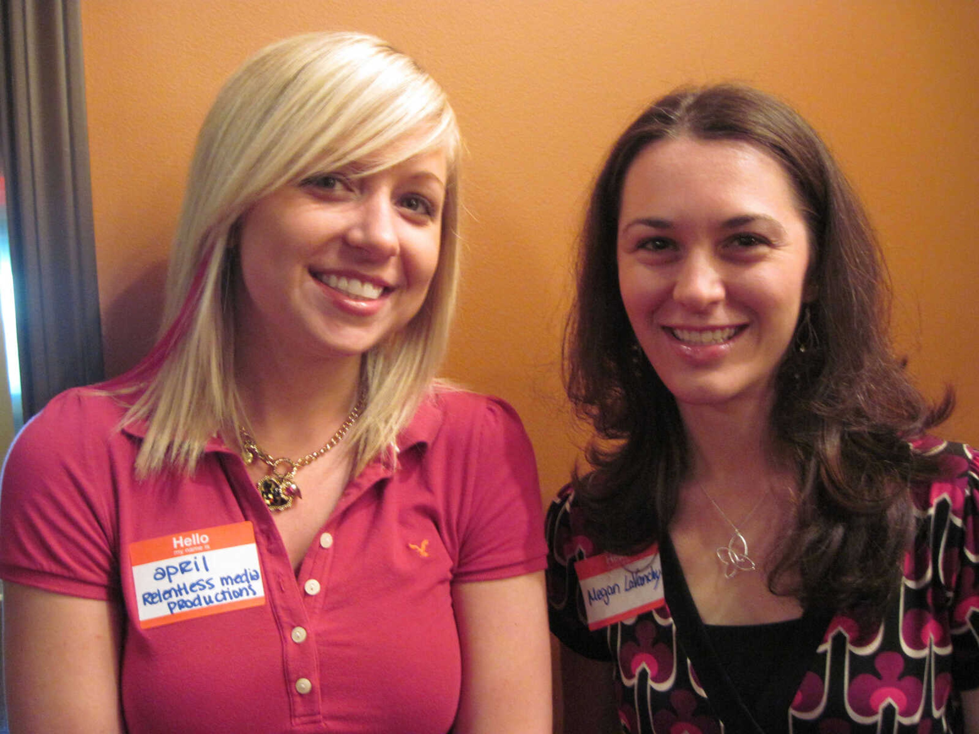 April Grohmann and Megan LaVanchy attend the Jackson Chamber of Commerce Business Breakfast at Creative Edge on Friday, April 9, 2010.