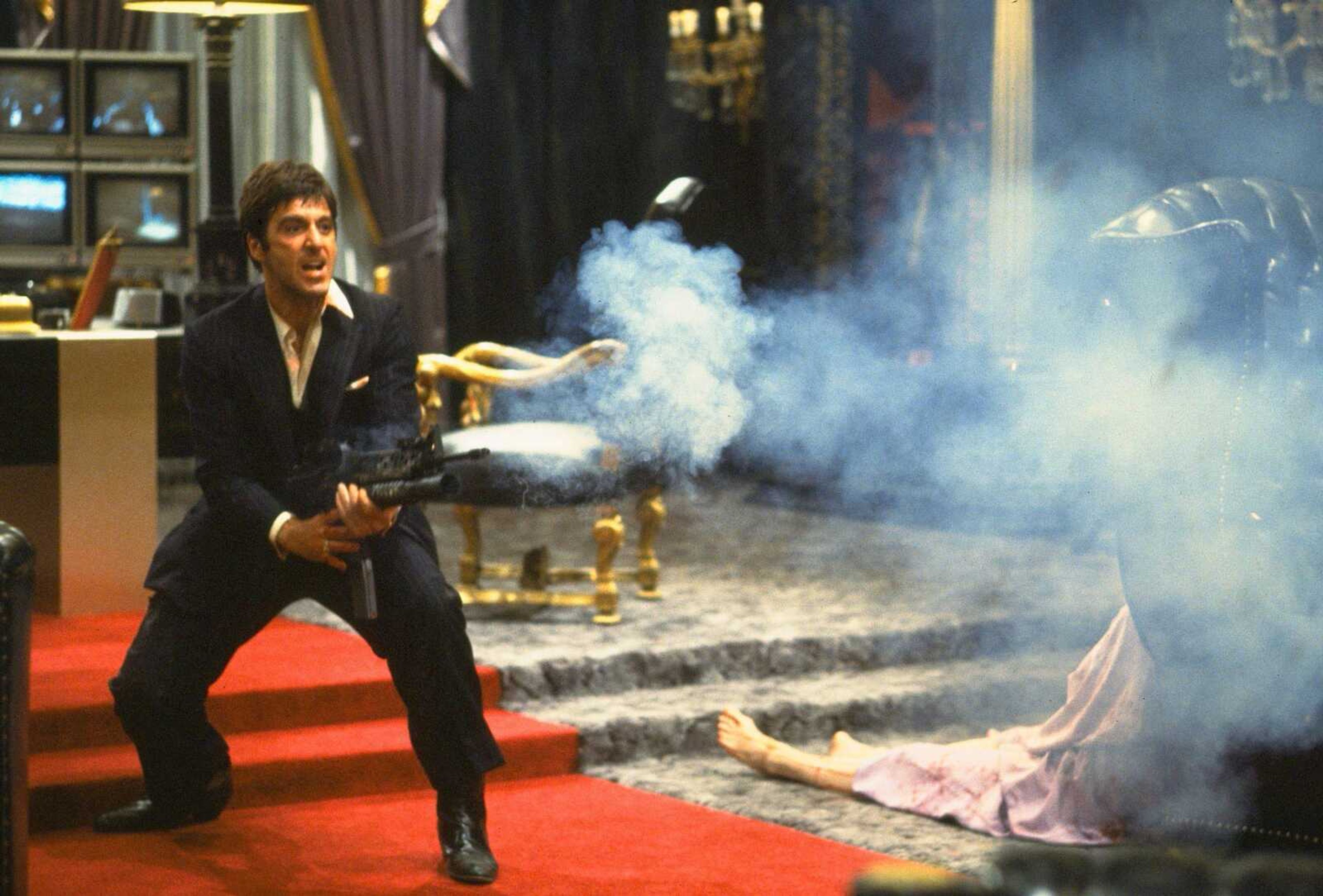 Al Pacino portrays Tony Montana, a Cuban immigrant turned kingpin, in a scene from "Scarface." (Universal Studios Home Entertainment ~ Associated Press)