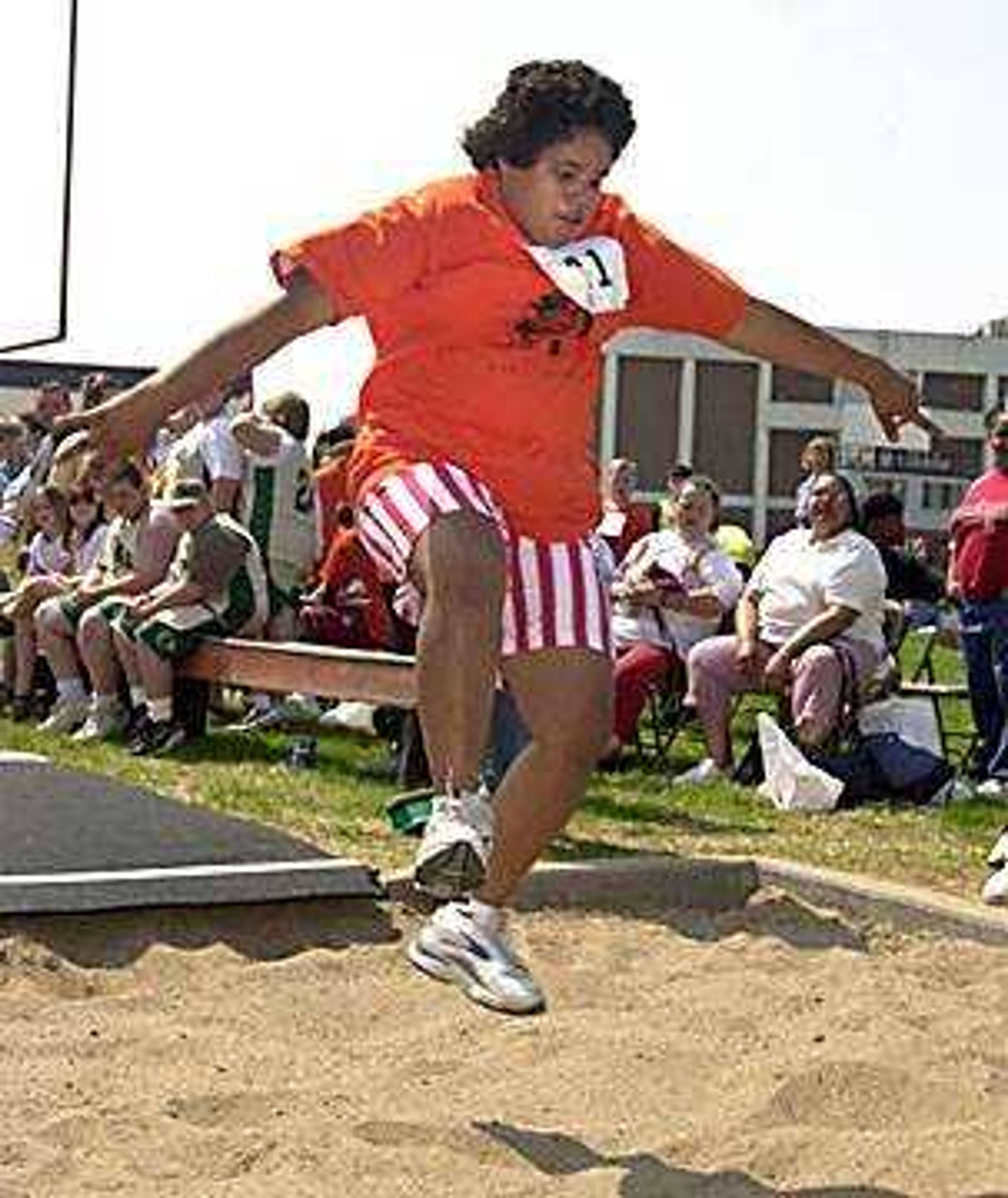 Brittany Darter of New Madrid competes in the long jump at the Special Olympics.