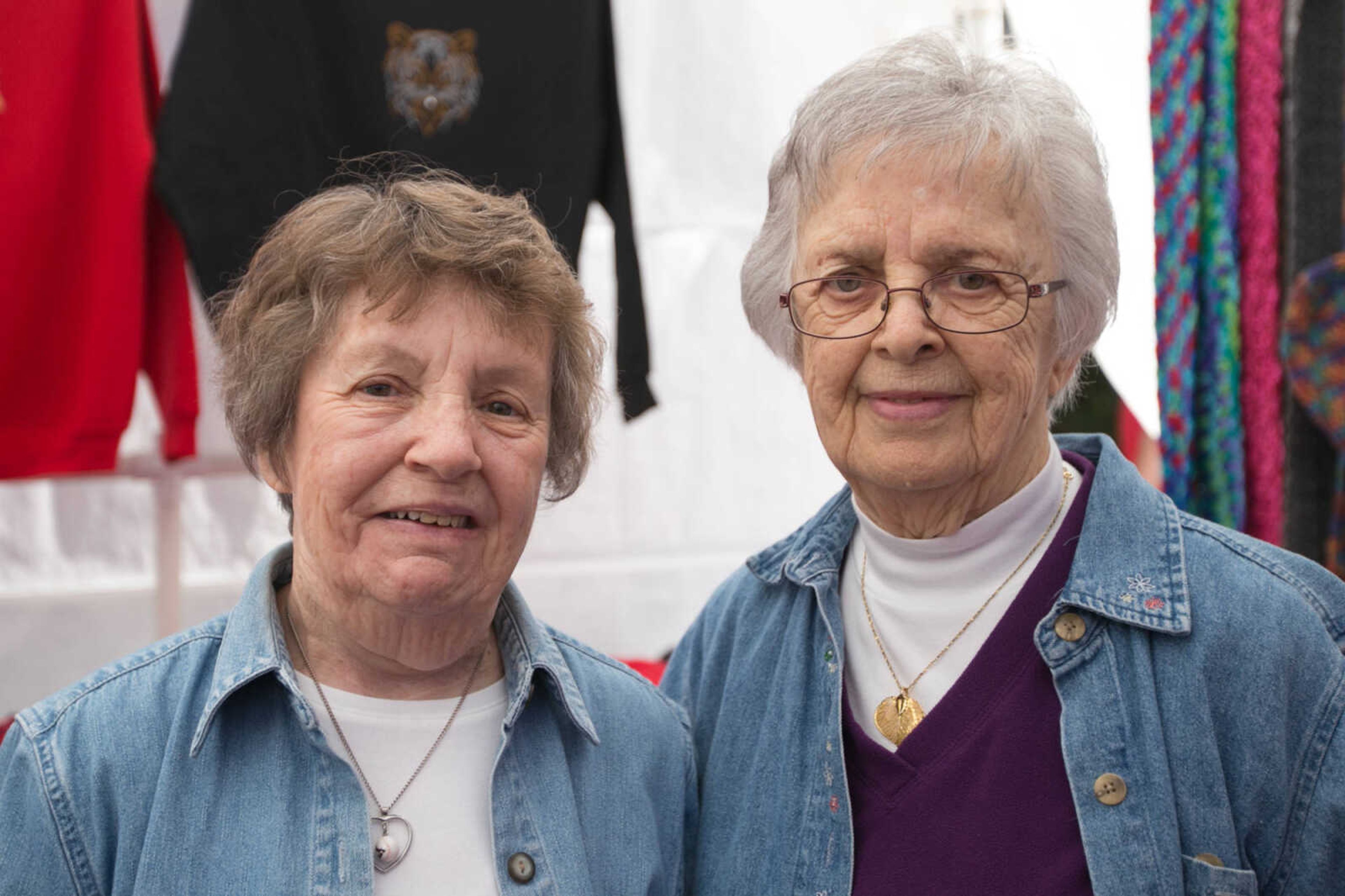 GLENN LANDBERG ~ glandberg@semissourian.com

Millie Krueger, left, and Vera Vogel pose for a photo during the Fall Festival at the Saxon Lutheran Memorial in Frohna, Missouri, Saturday, Oct. 10, 2015.